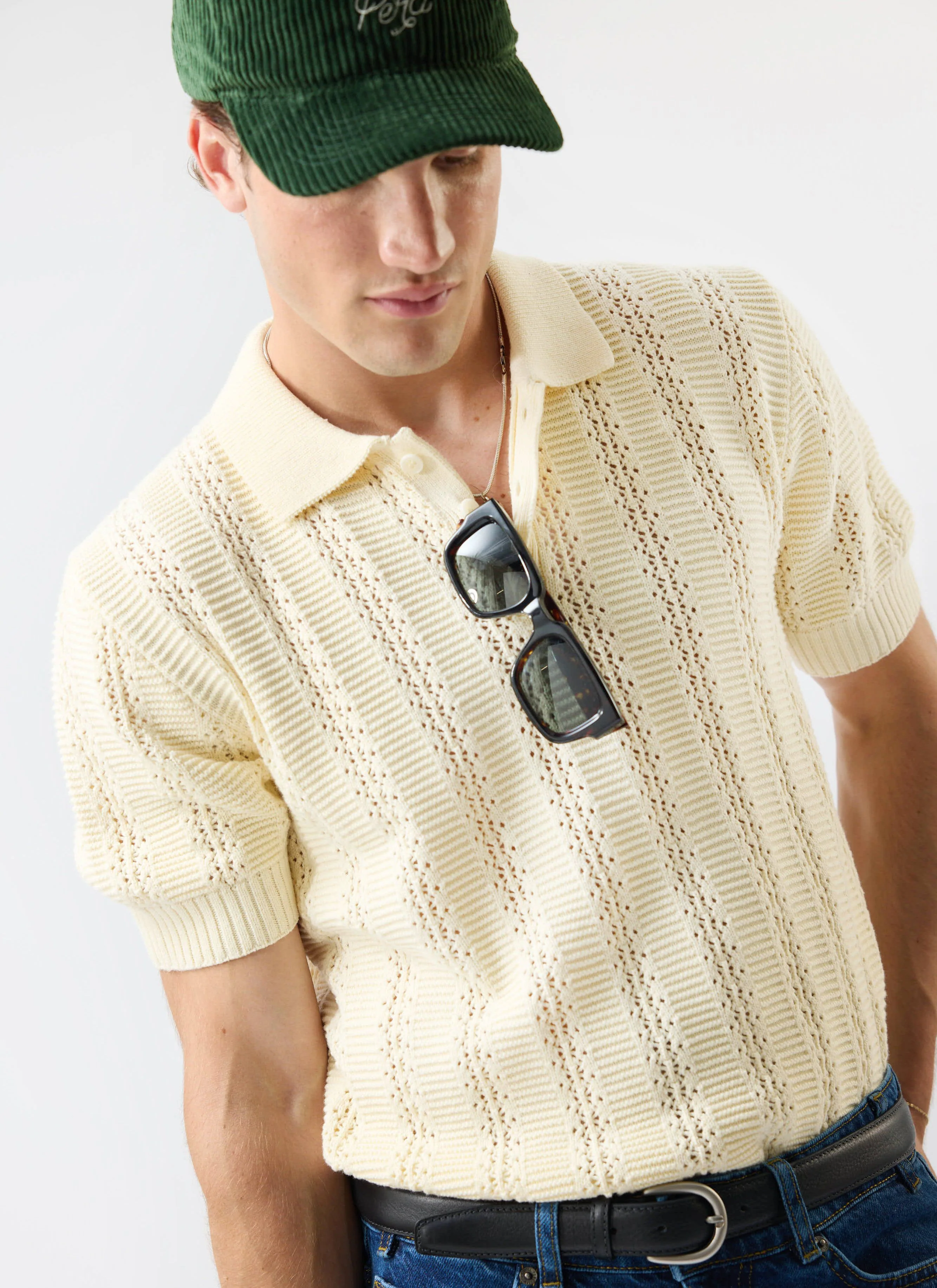 Addendum Knitted Polo Shirt | Cotton | Ecru Cream - Image 8