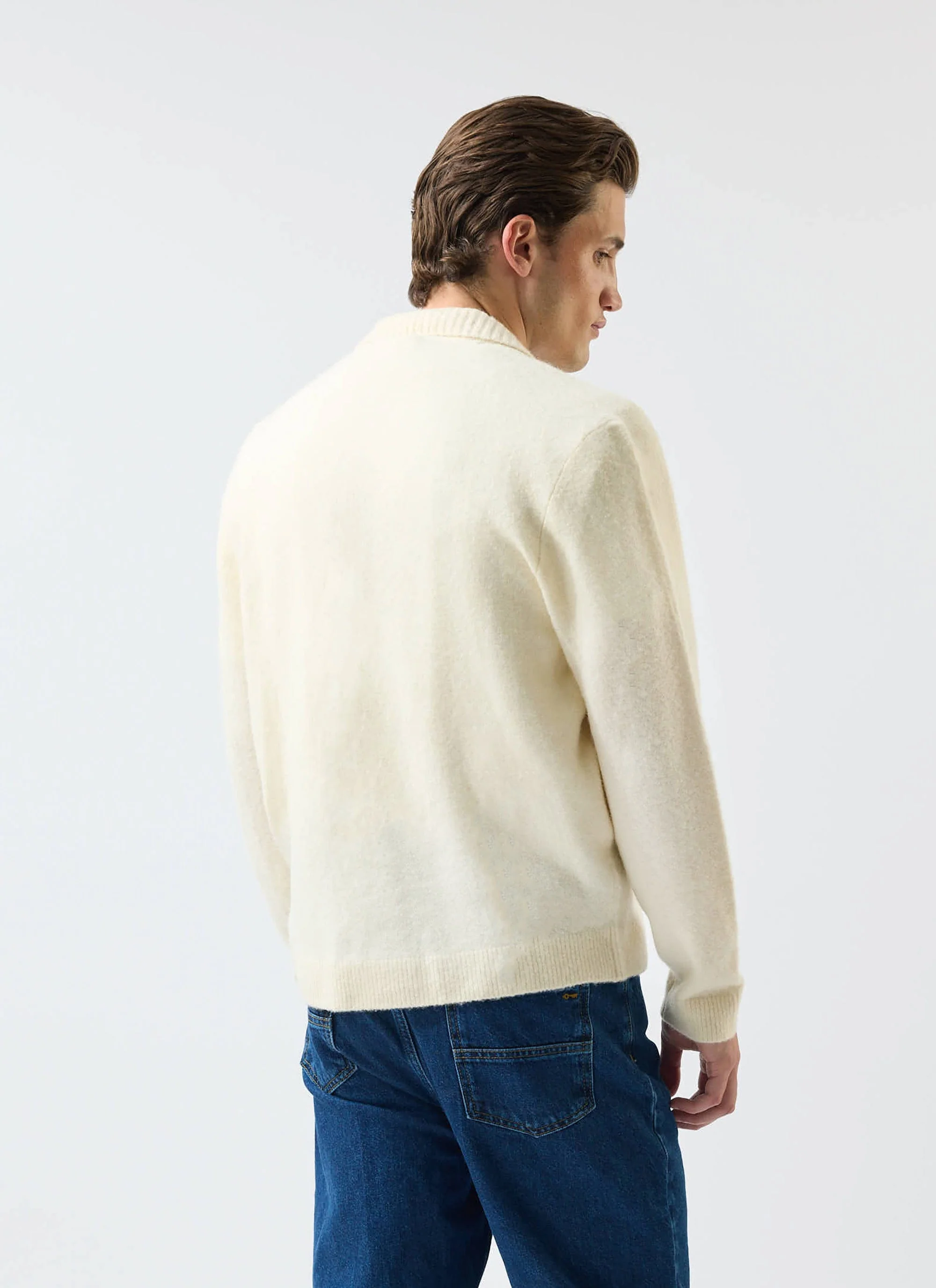 Archive Wool Knitted Collared Cardigan | Cream - Image 6