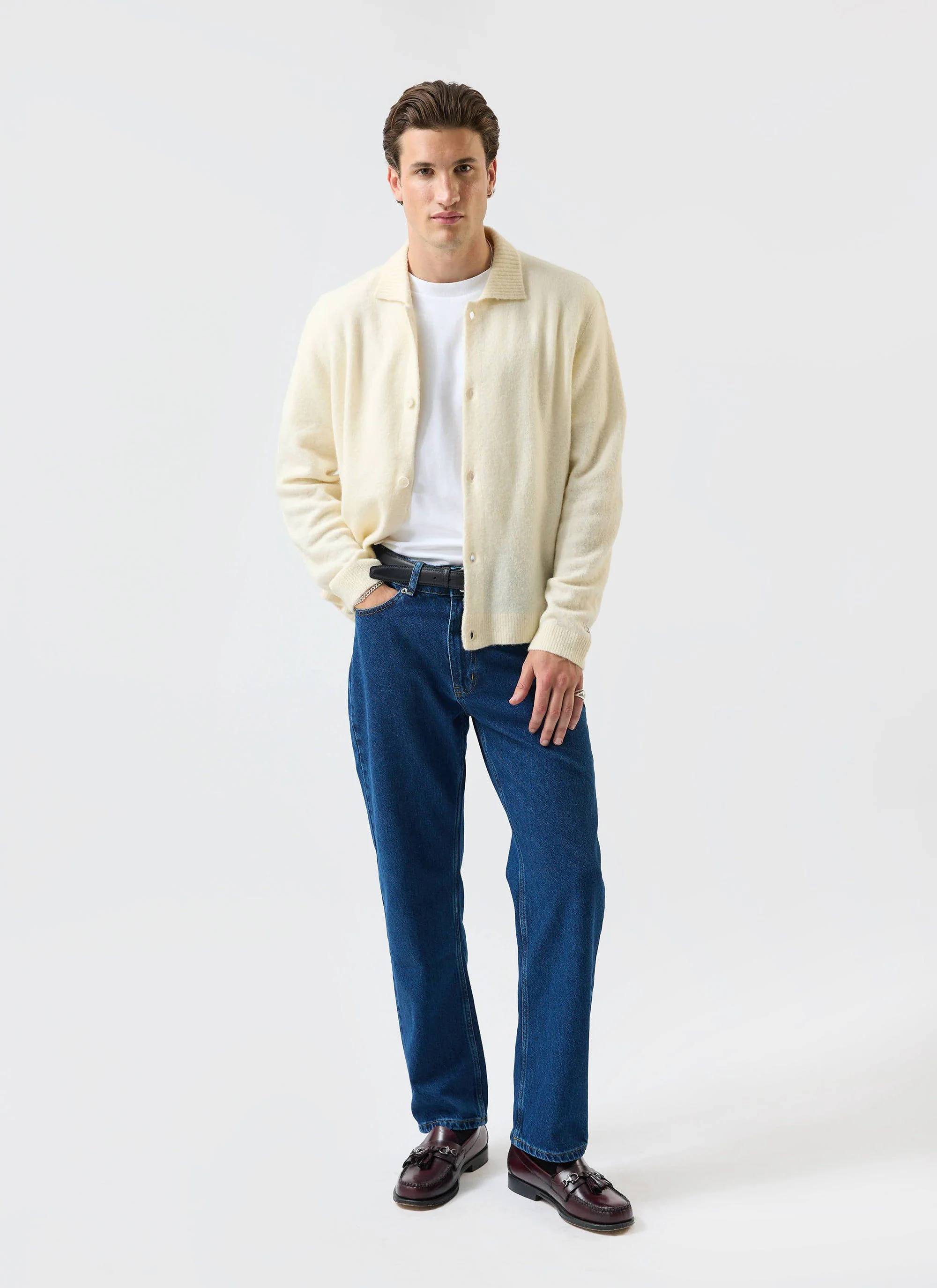 Archive Wool Knitted Collared Cardigan | Cream - Image 8