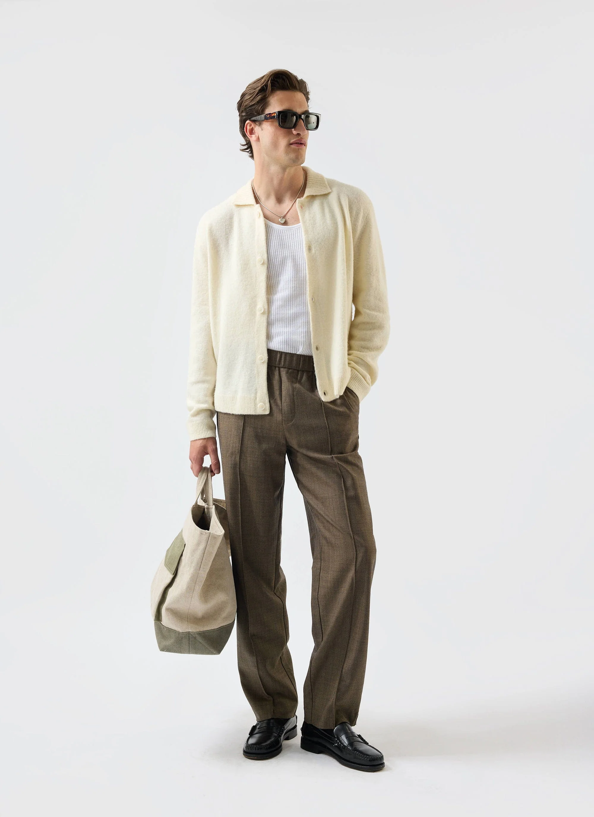 Archive Wool Knitted Collared Cardigan | Cream - Image 9