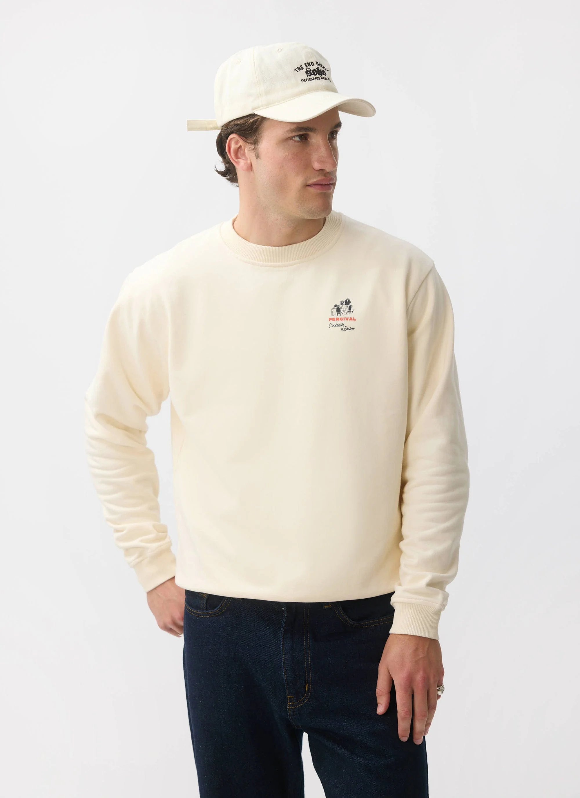Bistro Printed Sweatshirt | Cotton | Cream - Image 4