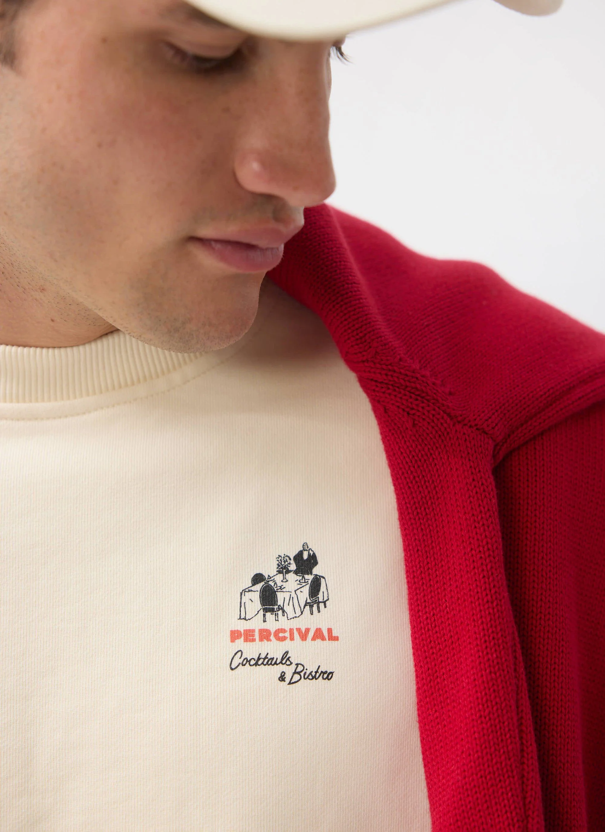 Bistro Printed Sweatshirt | Cotton | Cream - Image 6