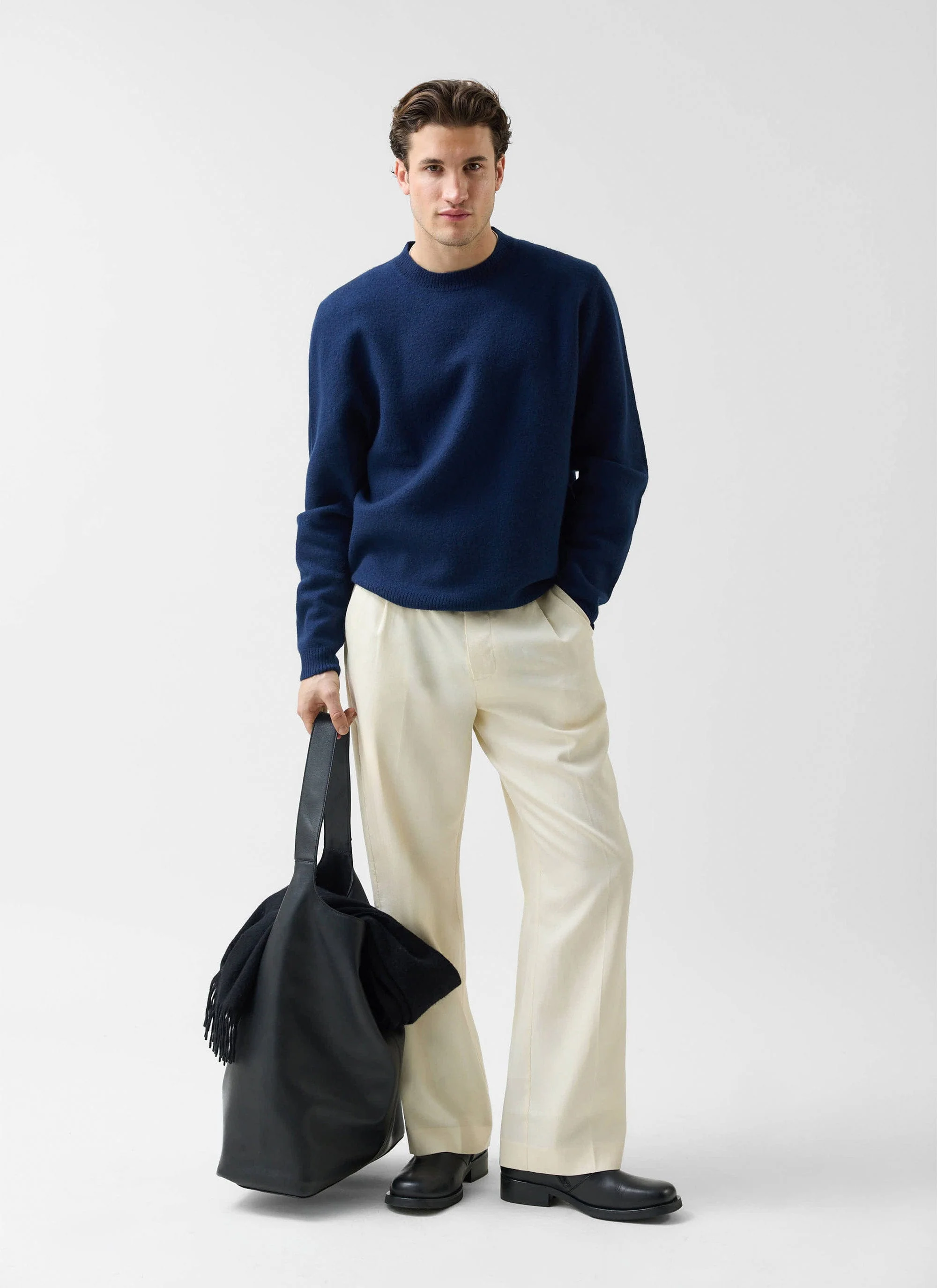 Felted Regular Jumper | Merino Wool | Navy - Image 7
