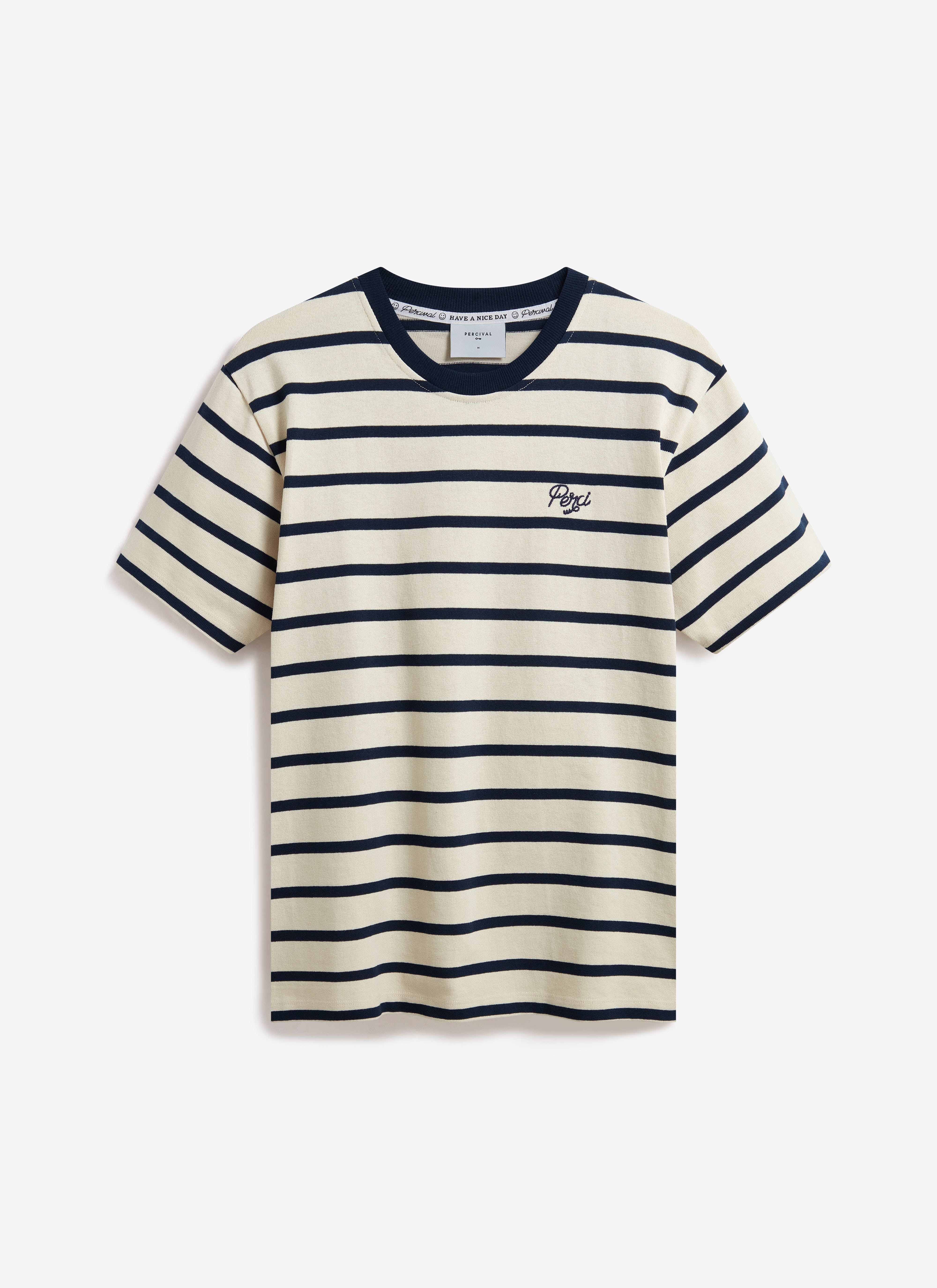 Breton Stripe T Shirt | Organic Cotton | Cream with Navy