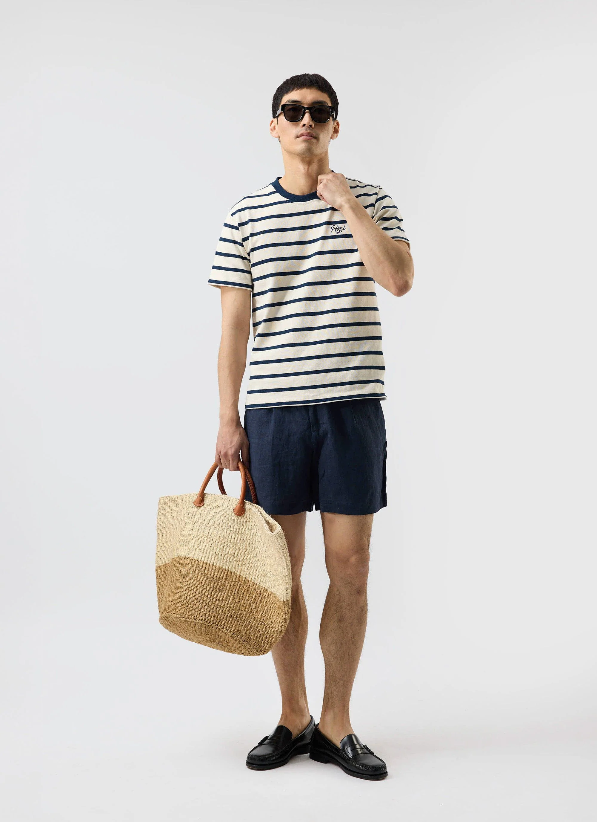 Breton Stripe T Shirt | Organic Cotton | Cream with Navy - Image 7