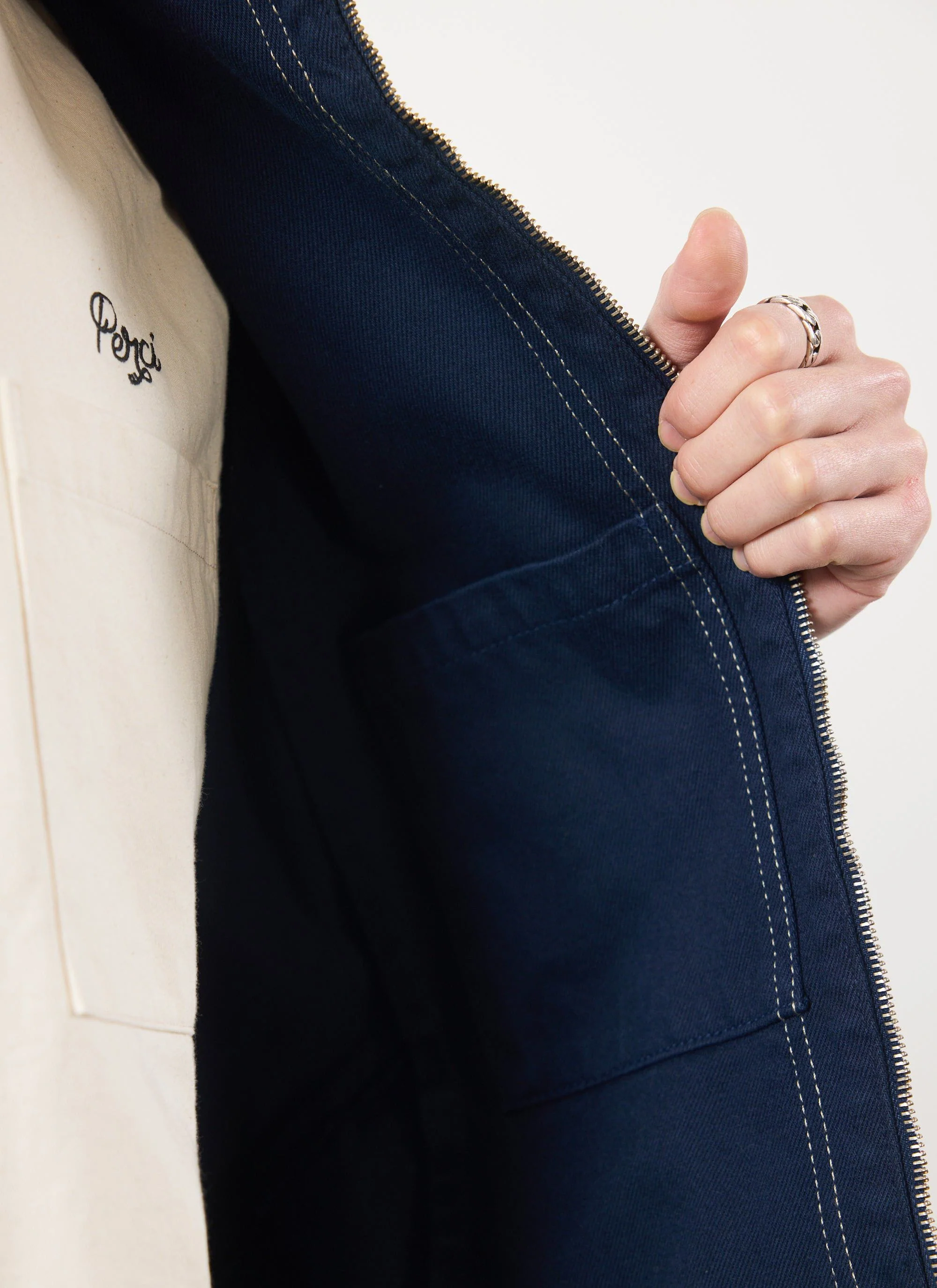 Calabria Harrington Jacket | Cotton | Navy - Image 8