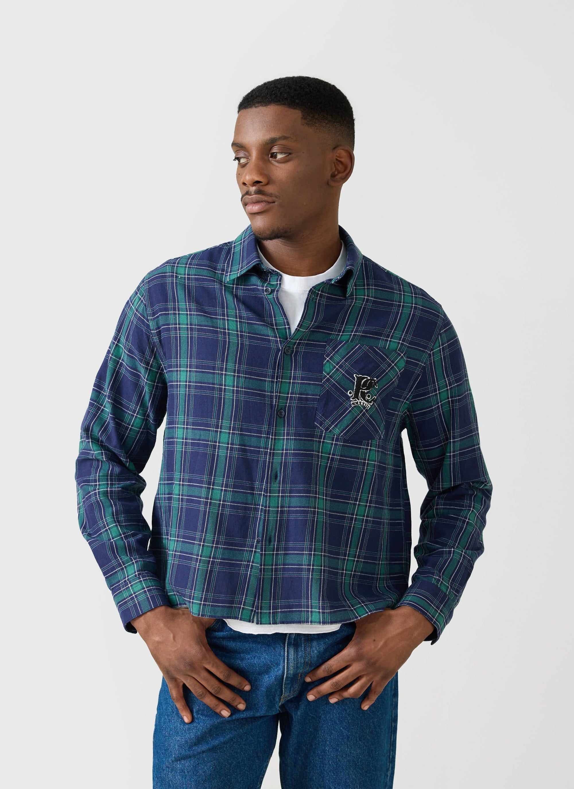 Check Boxy Long Sleeve Shirt | Champion x Percival | Multi - Image 2