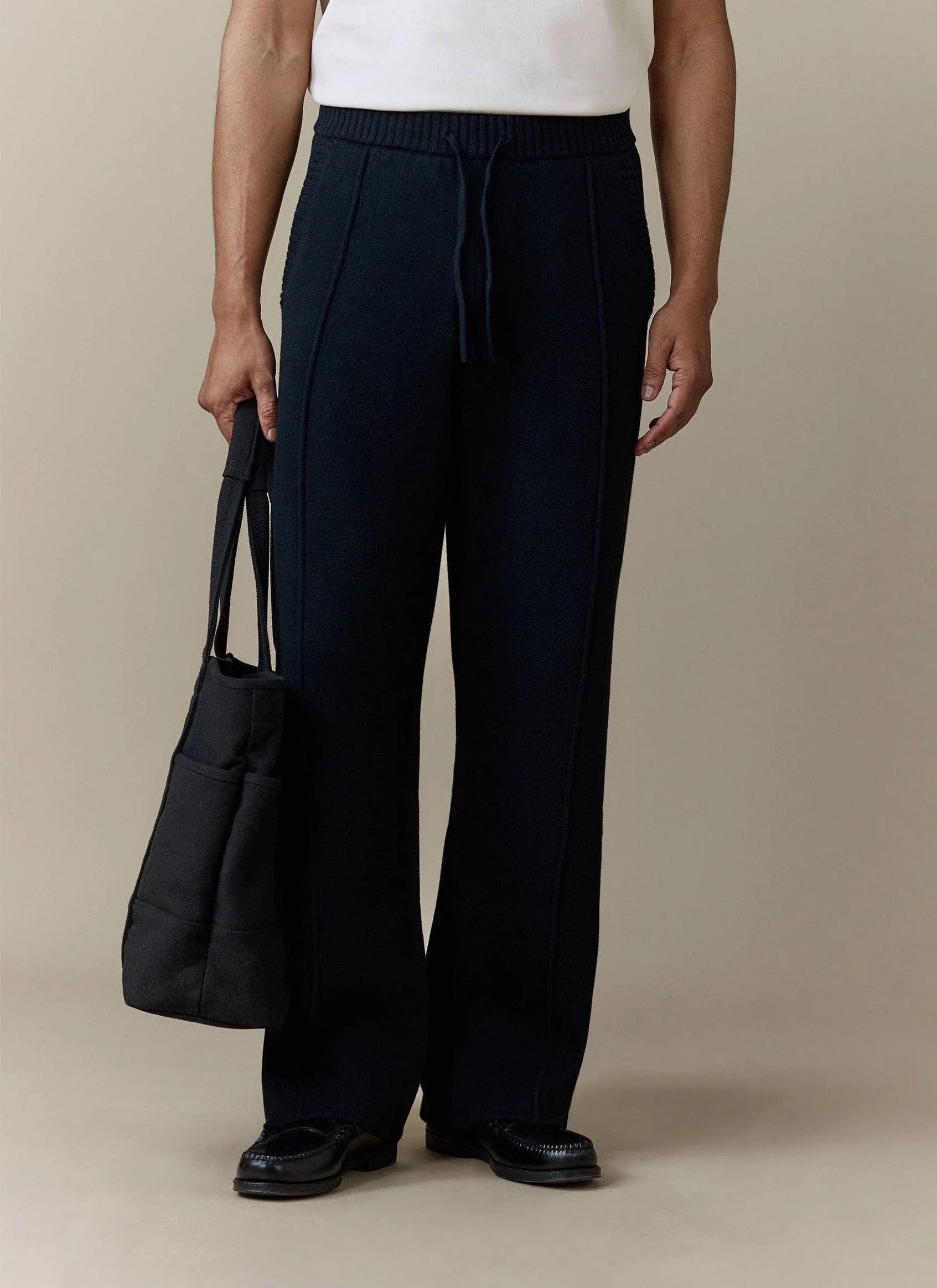 Chronicle Knitted Straight Leg Trackpant | Cotton | Black - Image 3