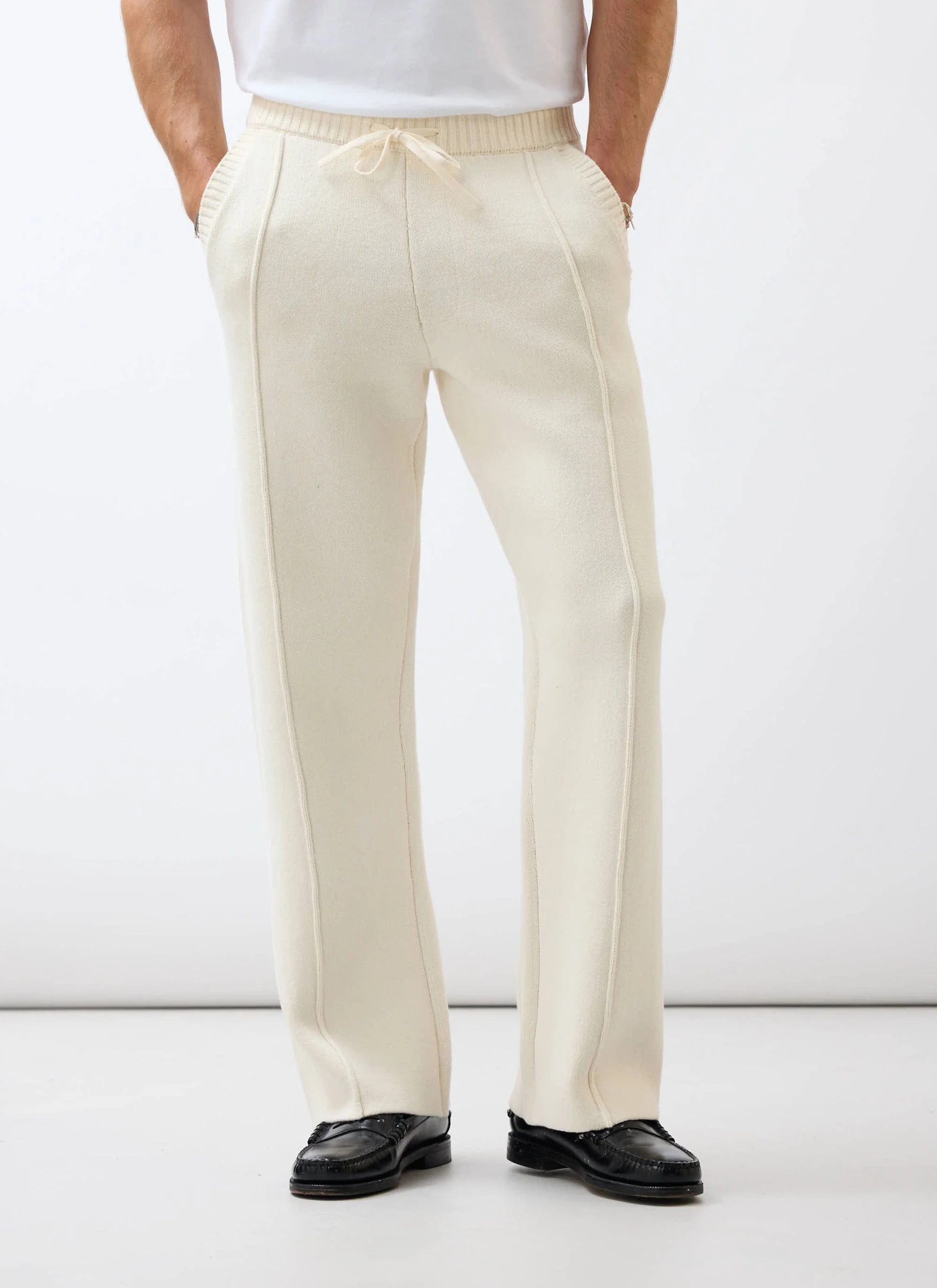 Chronicle Knitted Straight Leg Trackpant | Cotton | Cream - Image 4