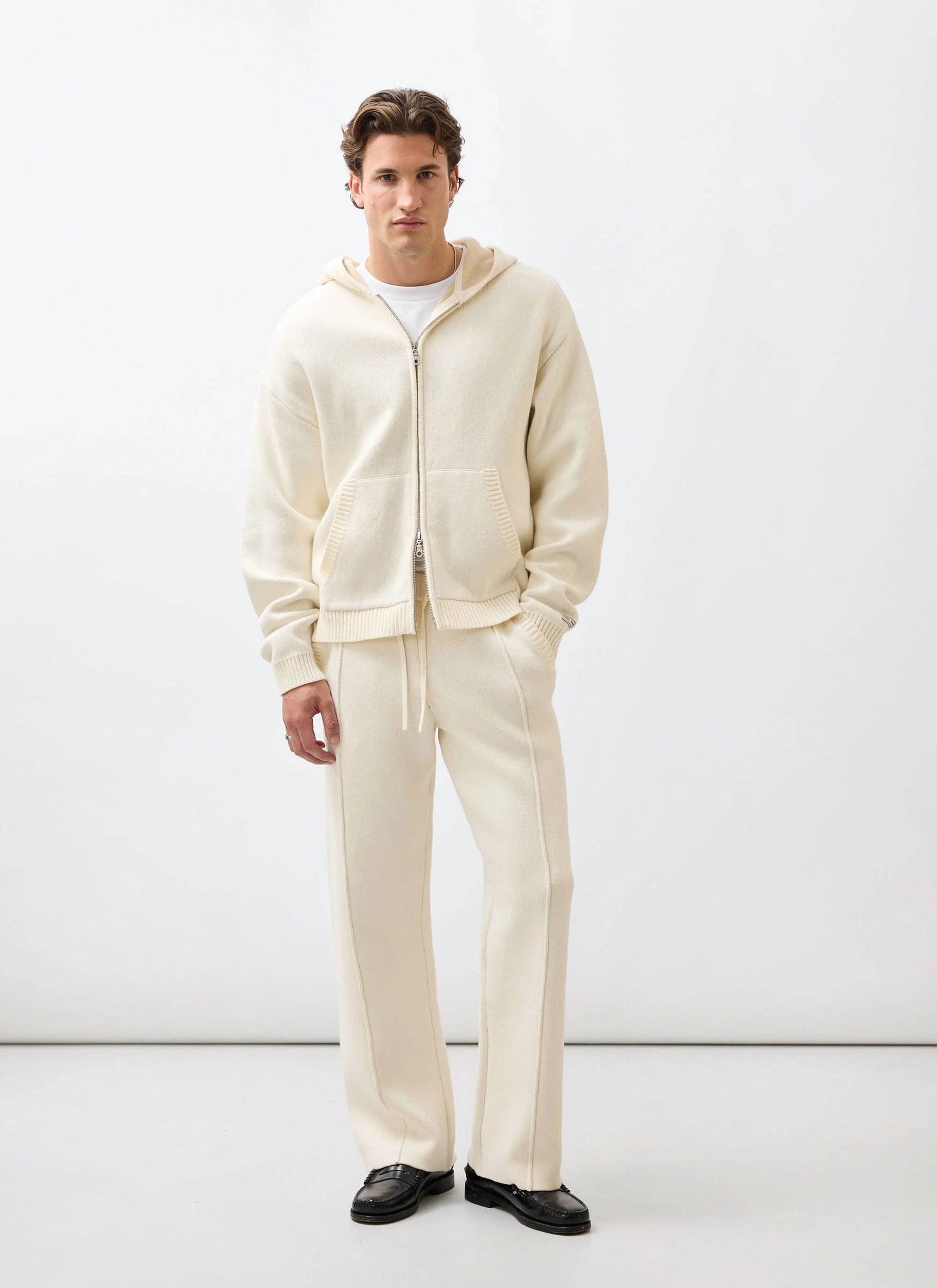 Chronicle Knitted Straight Leg Trackpant | Cotton | Cream - Image 7