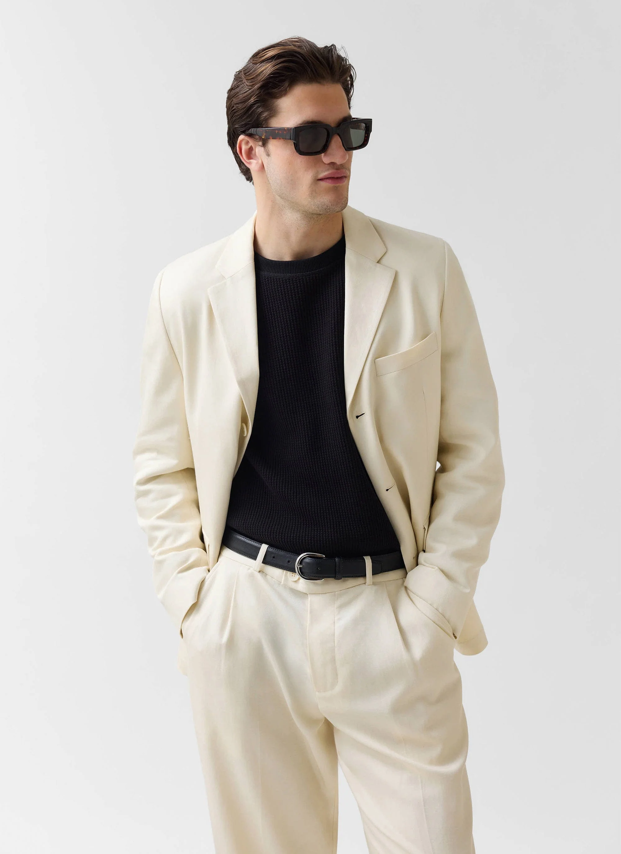 Clifton 3 Button Regular Blazer | Lyocell | Cream - Image 6