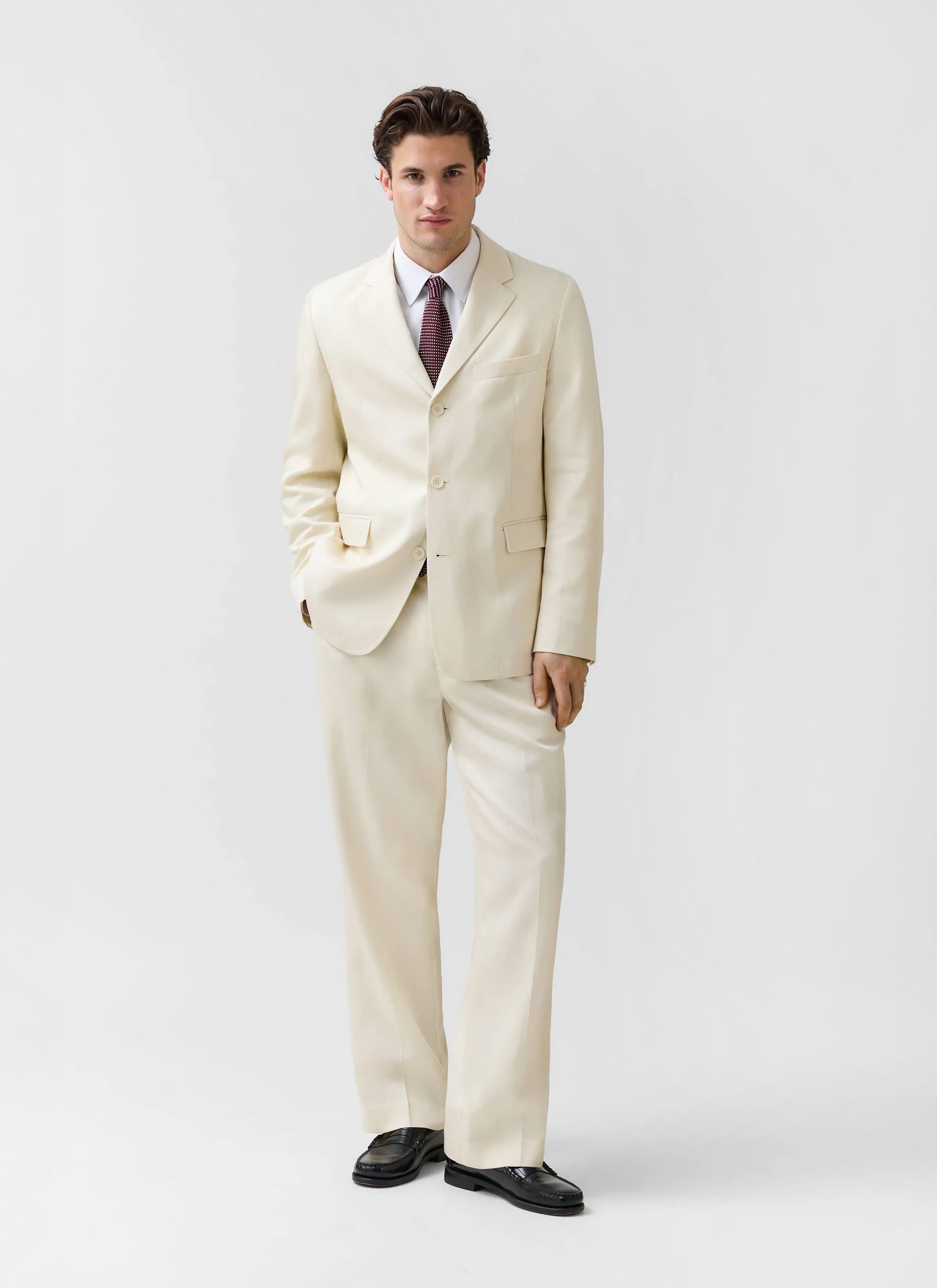 Clifton 3 Button Regular Blazer | Lyocell | Cream - Image 9