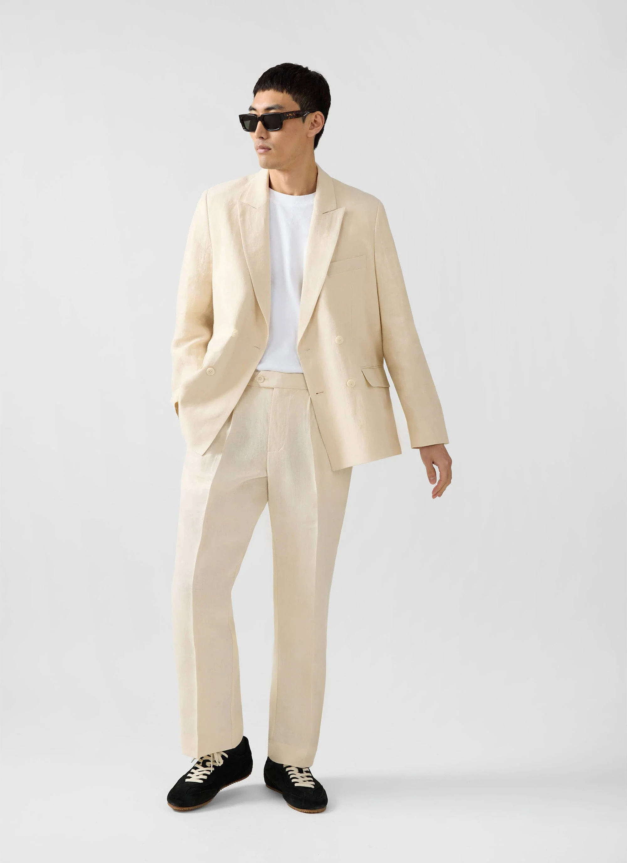 Clifton Double Breasted Blazer | Linen | Cream - Image 7