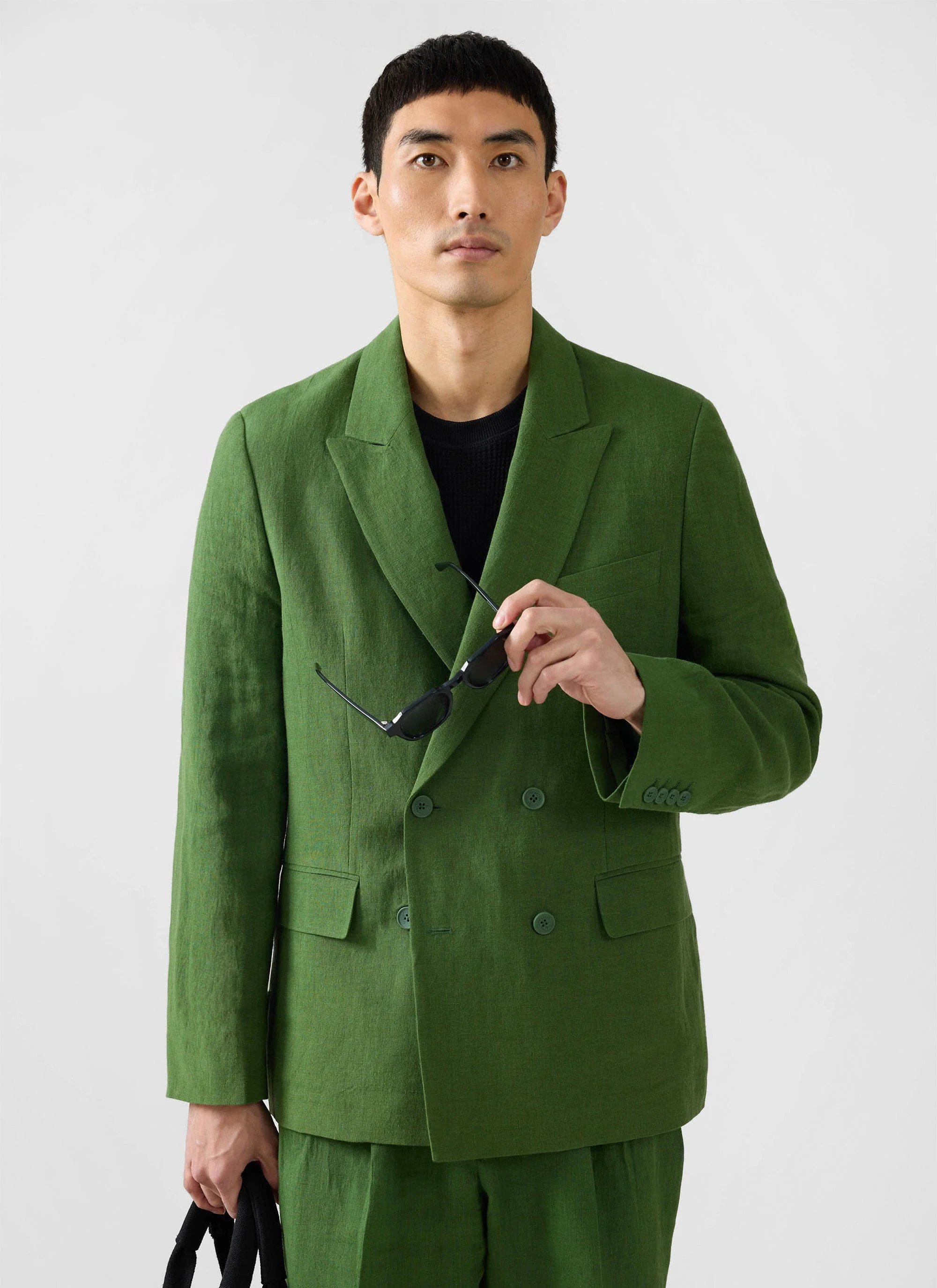 Clifton Double Breasted Blazer | Linen | Forest - Image 3