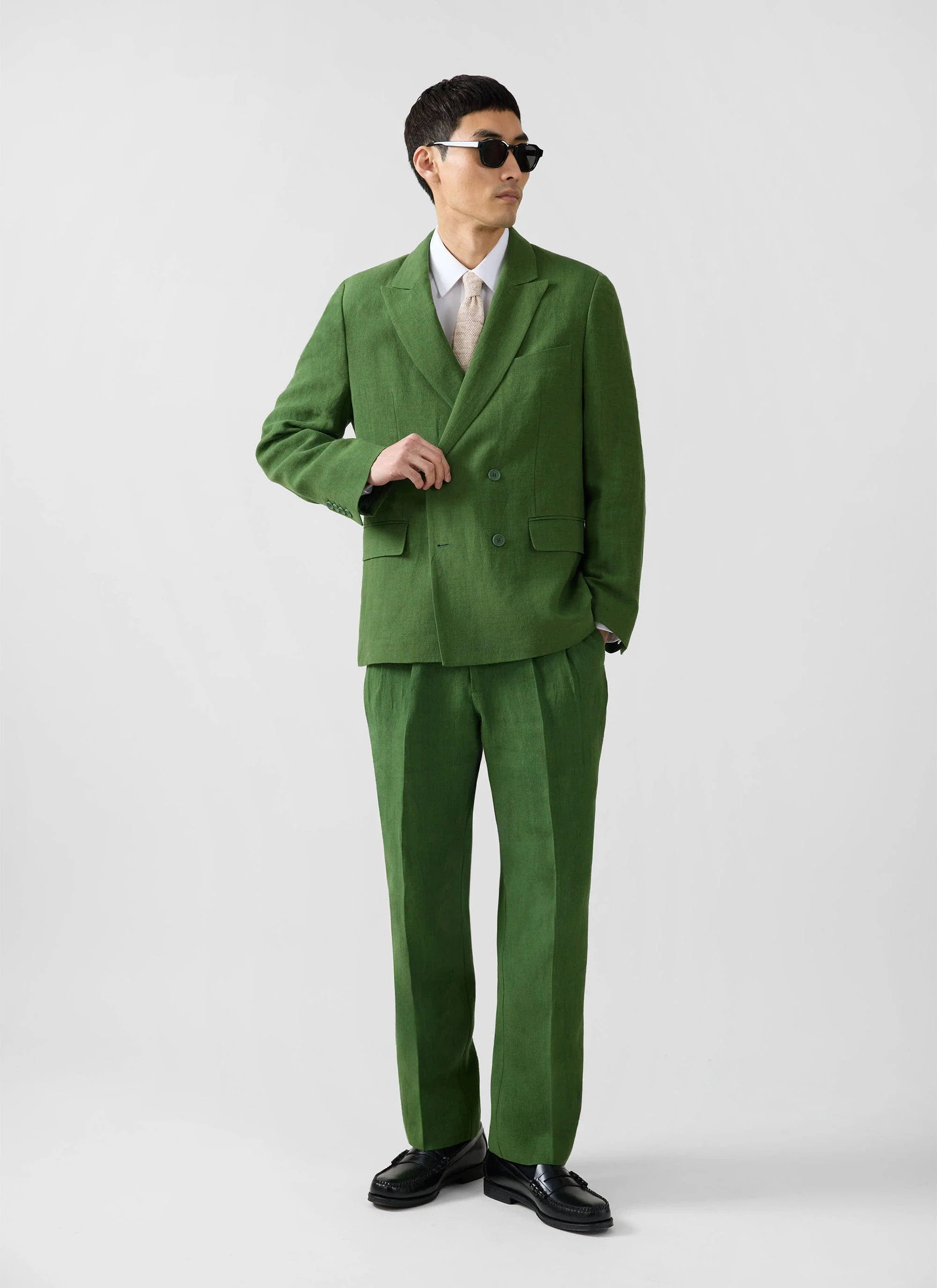 Clifton Double Breasted Blazer | Linen | Forest - Image 4