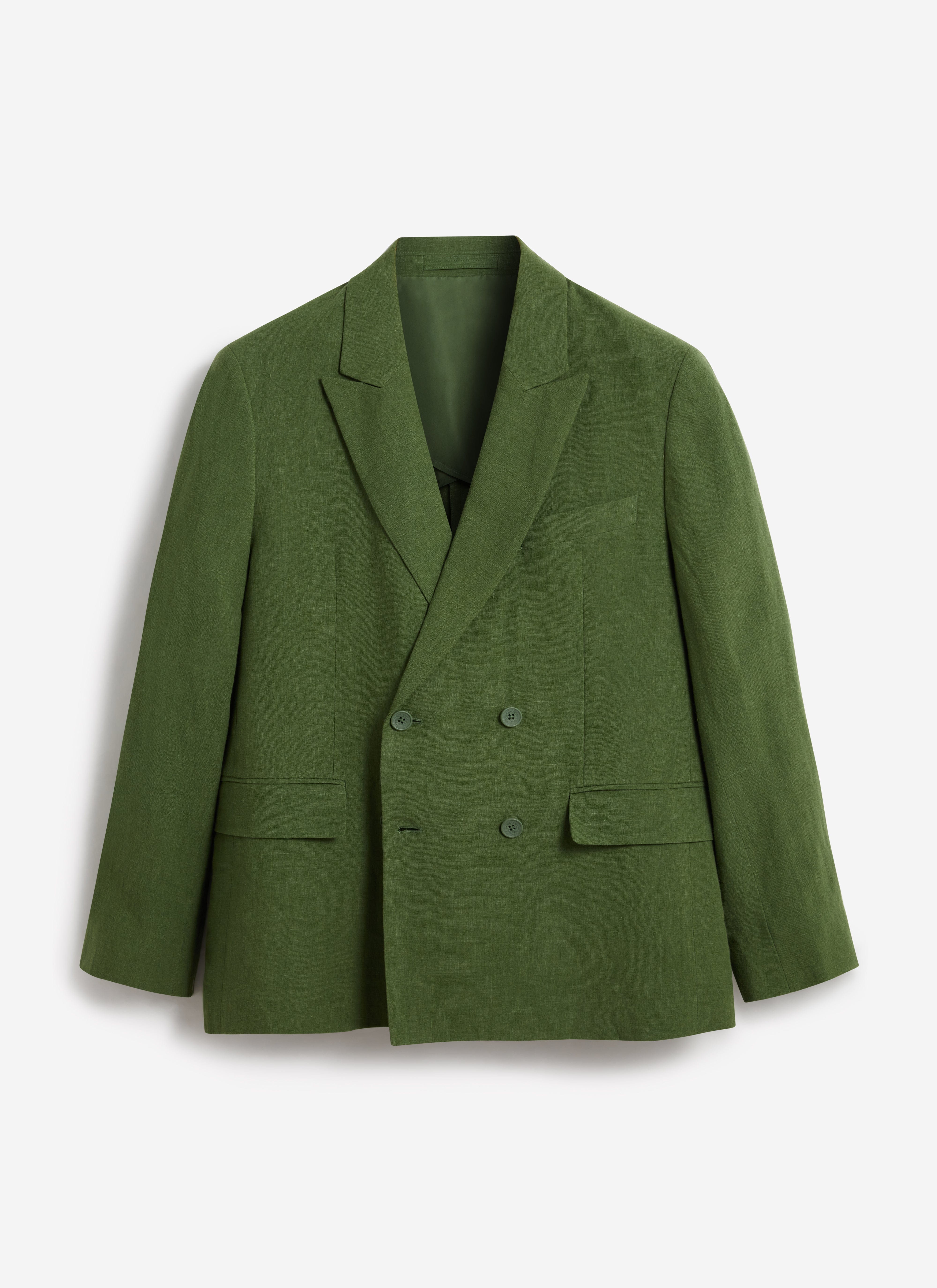 Clifton Double Breasted Blazer | Linen | Forest - Image 6