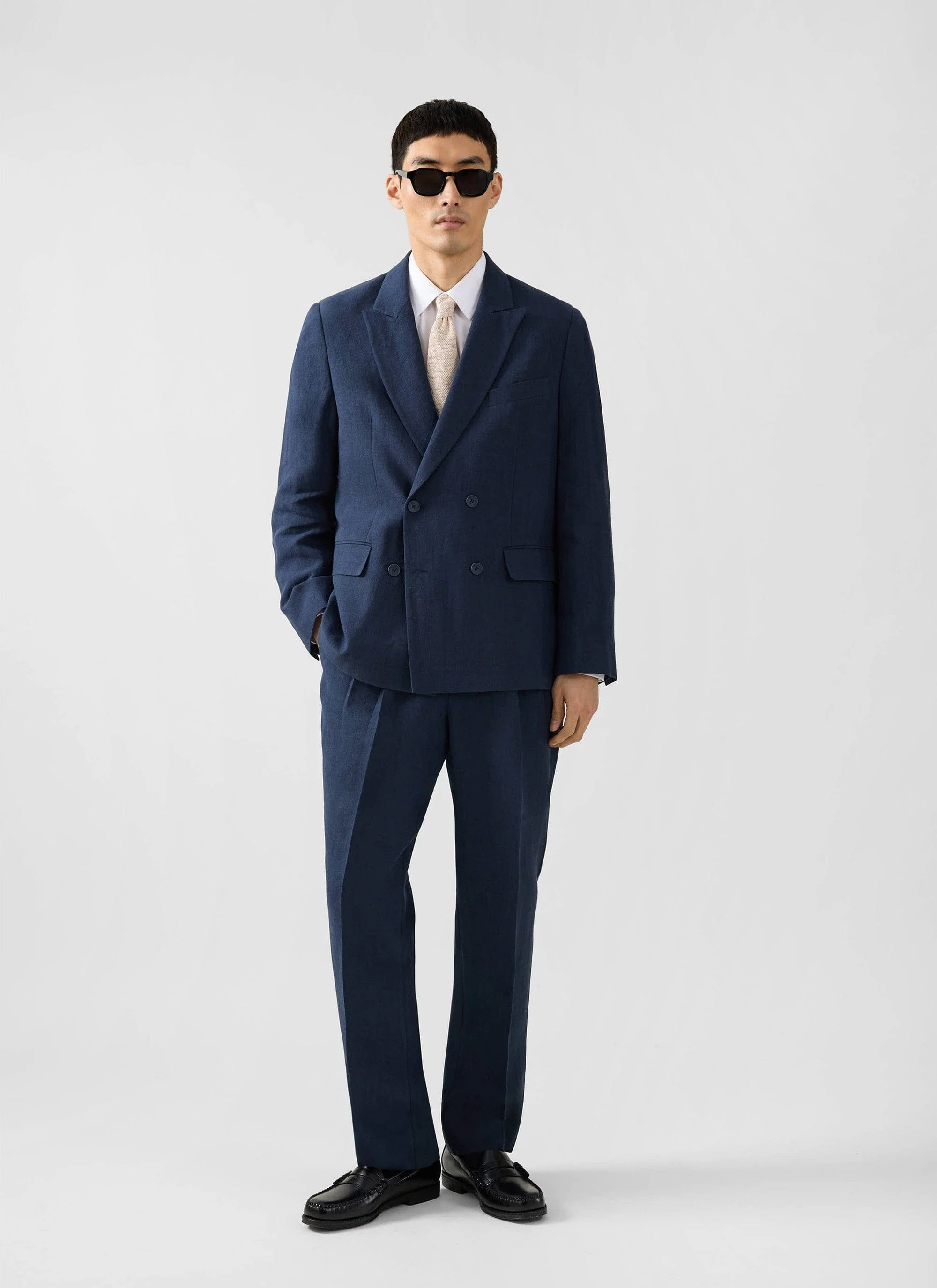 Clifton Double Breasted Blazer | Linen | Navy - Image 4
