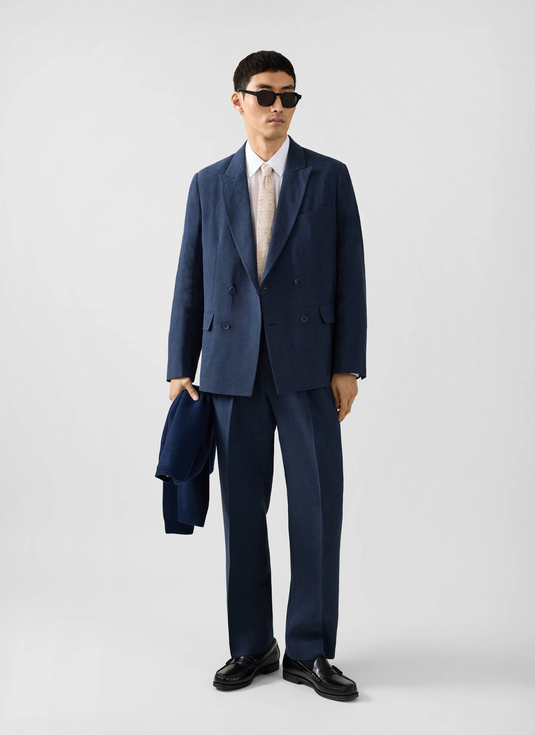 Clifton Double Breasted Blazer | Linen | Navy - Image 5