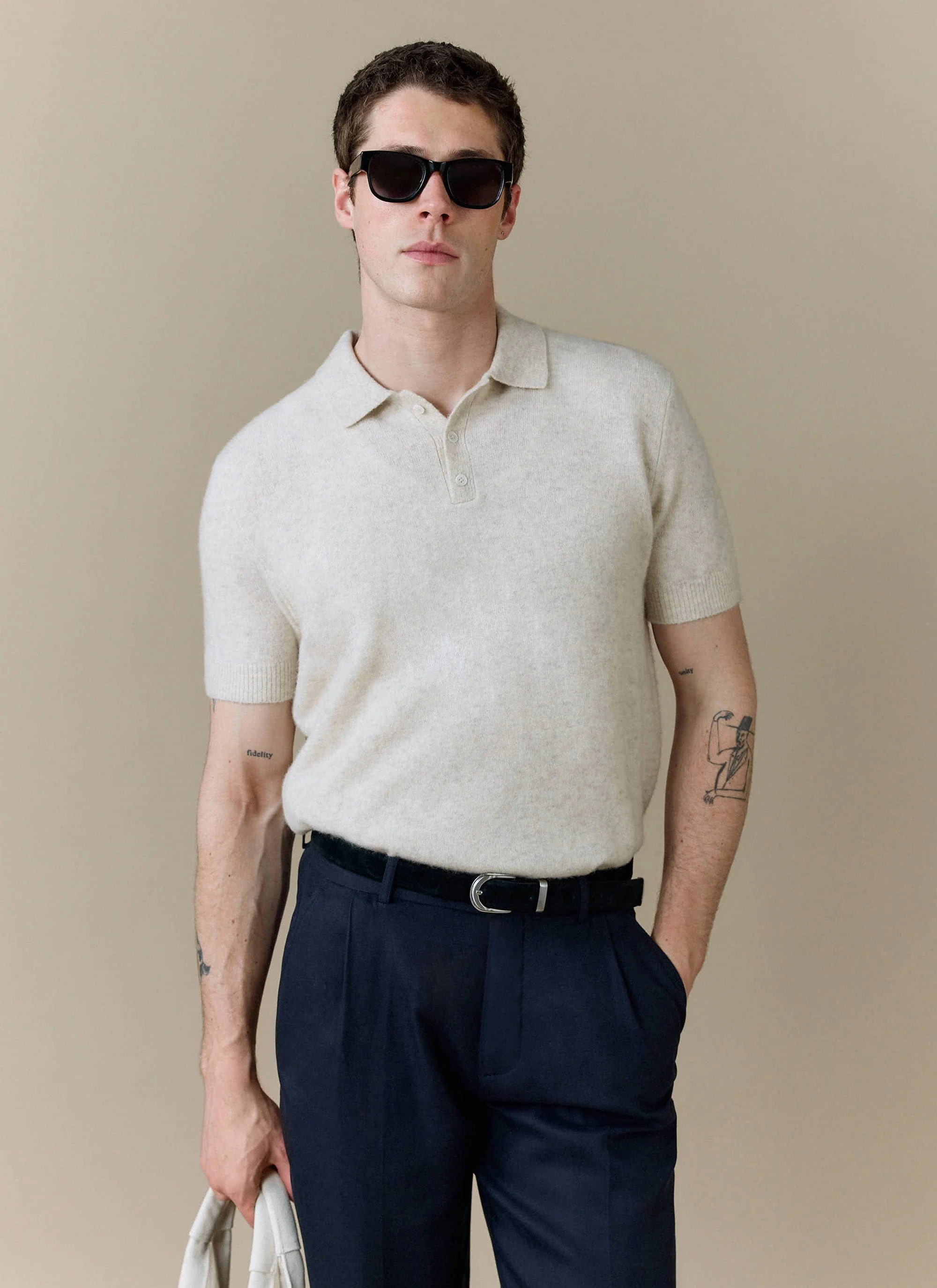 Collins Boxy Knitted Polo | Yak | Cream