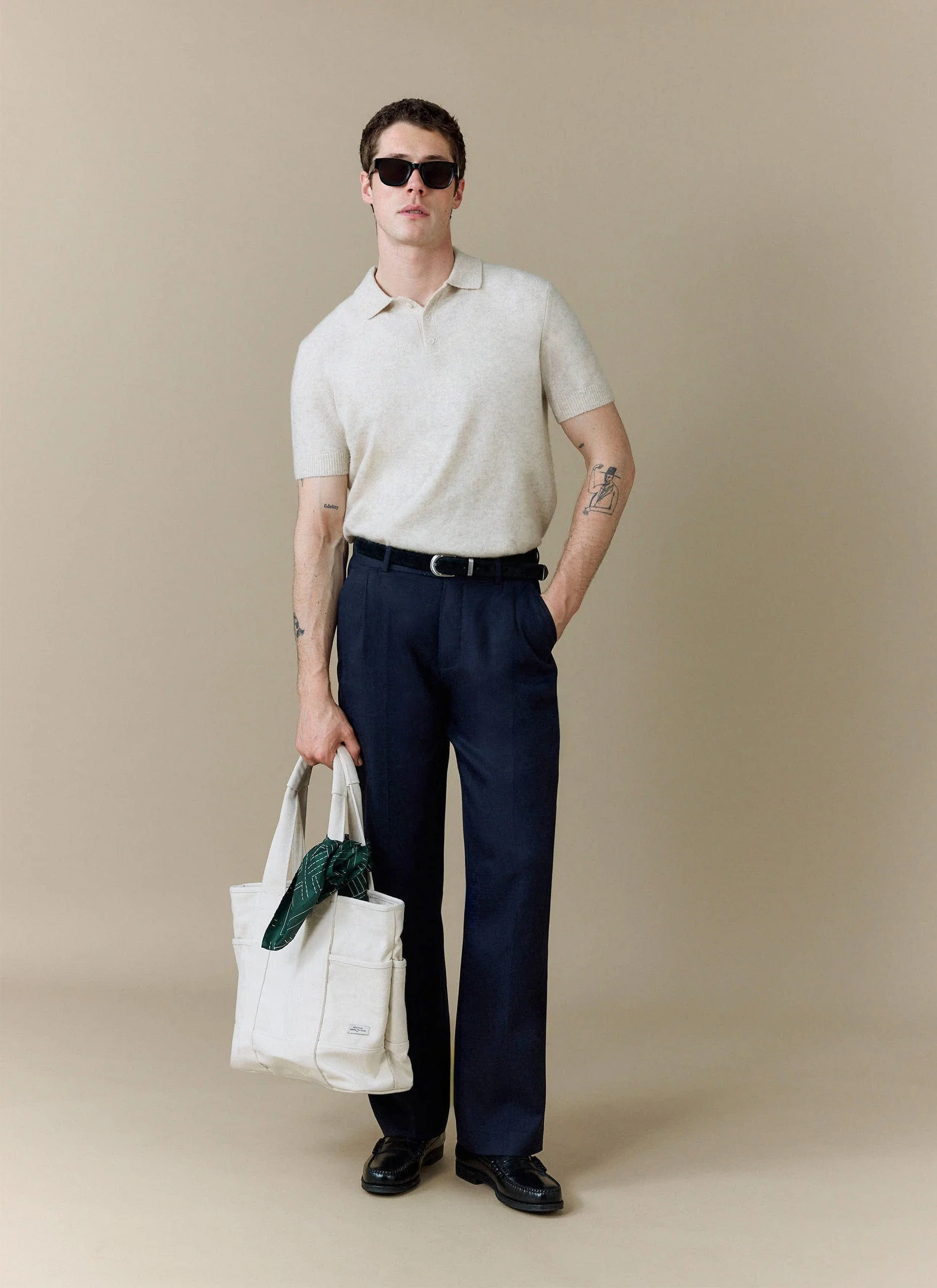 Collins Boxy Knitted Polo | Yak | Cream - Image 3
