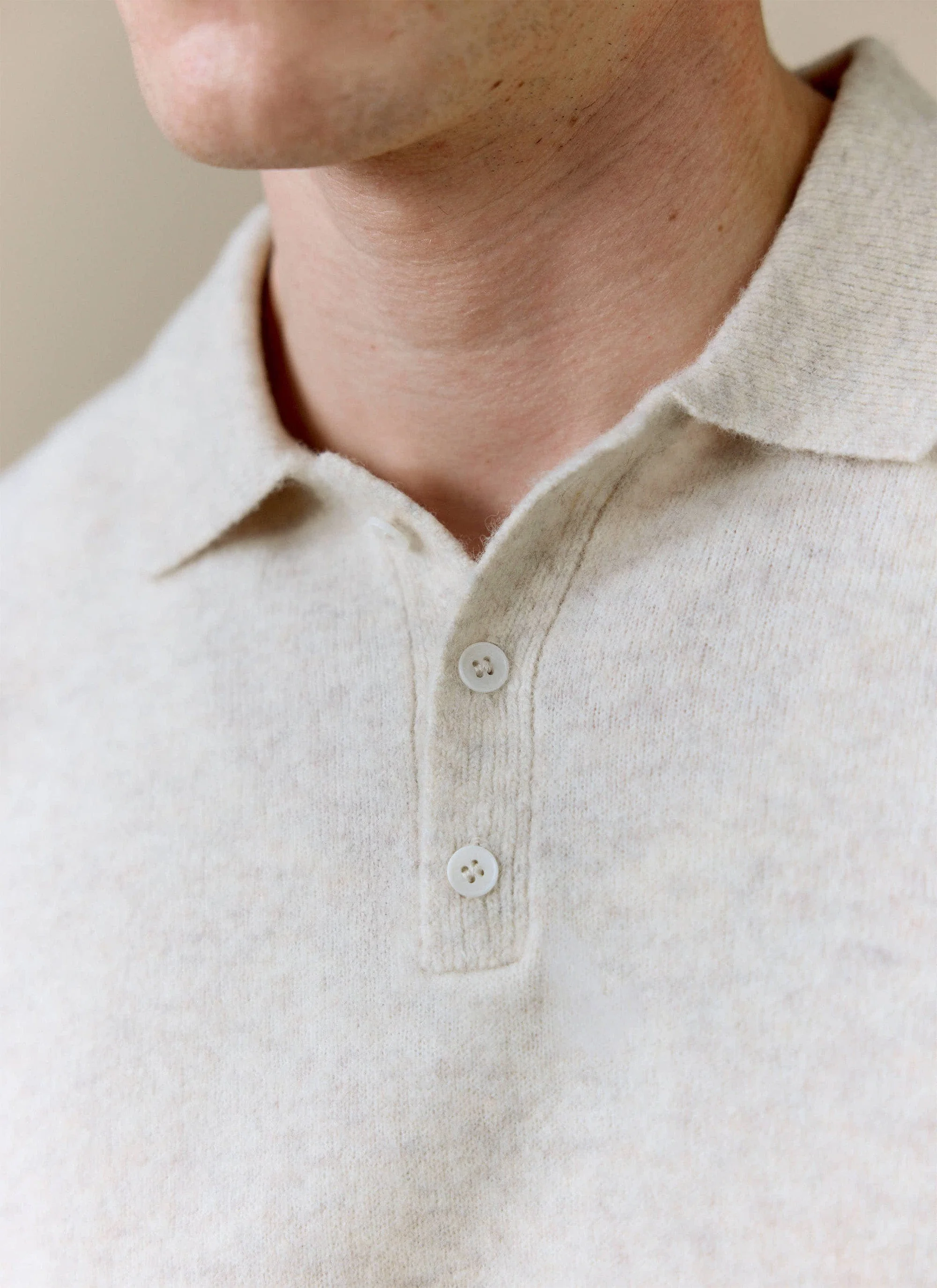 Collins Boxy Knitted Polo | Yak | Cream - Image 5