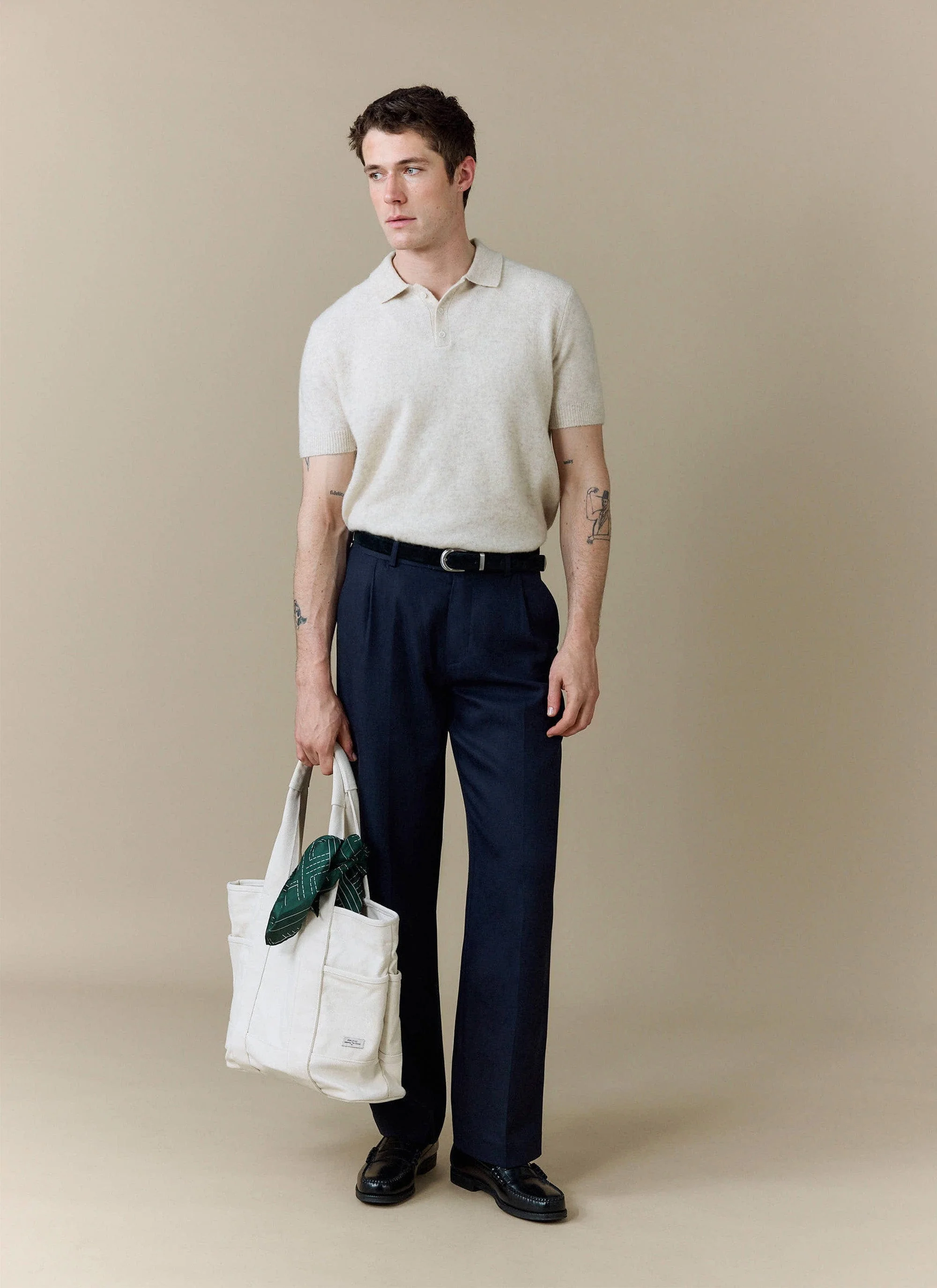 Collins Boxy Knitted Polo | Yak | Cream - Image 6