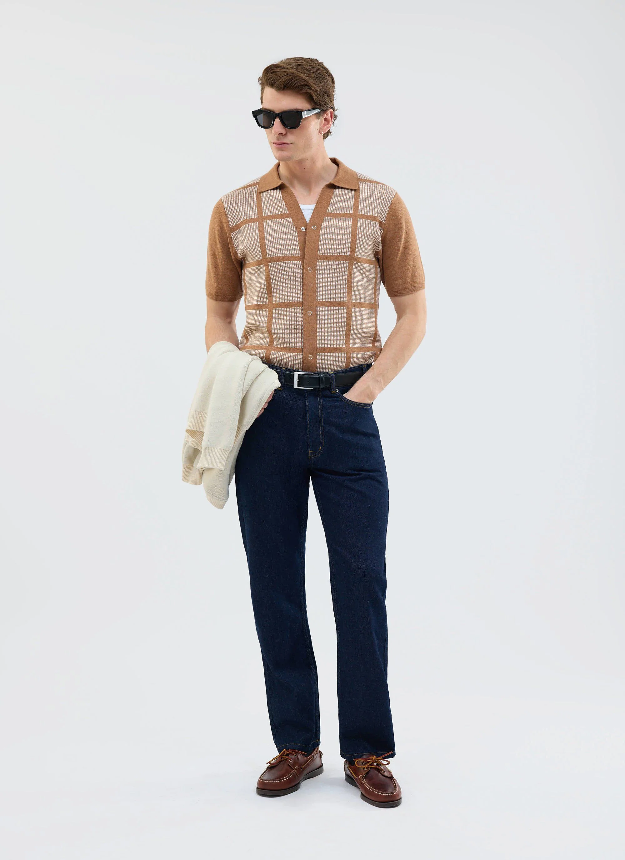 Costa Knitted Shirt | Cotton | Tobacco - Image 7