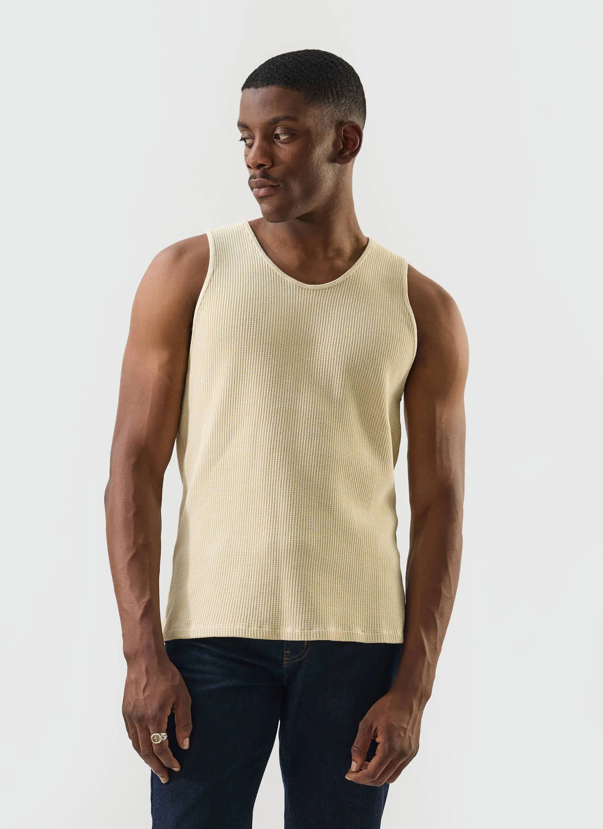 Cotton Waffle Vest | Cream - Image 5