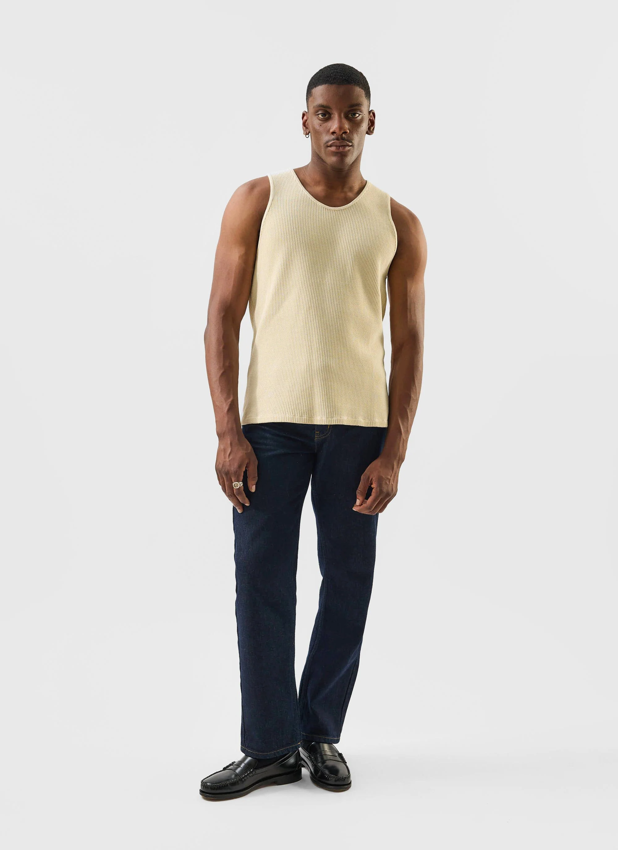 Cotton Waffle Vest | Cream - Image 6