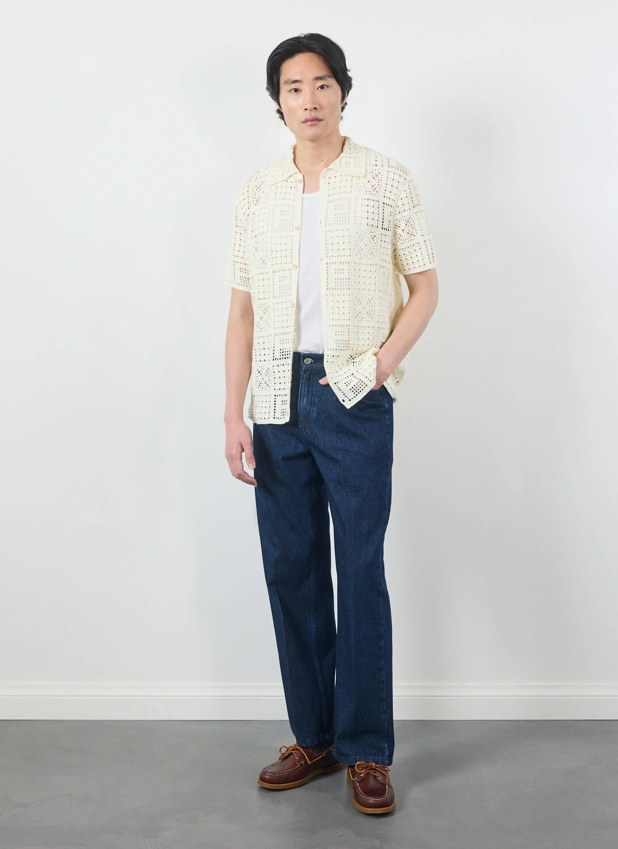 Crochet Groundsman Shirt | Cotton | Cream - Image 5