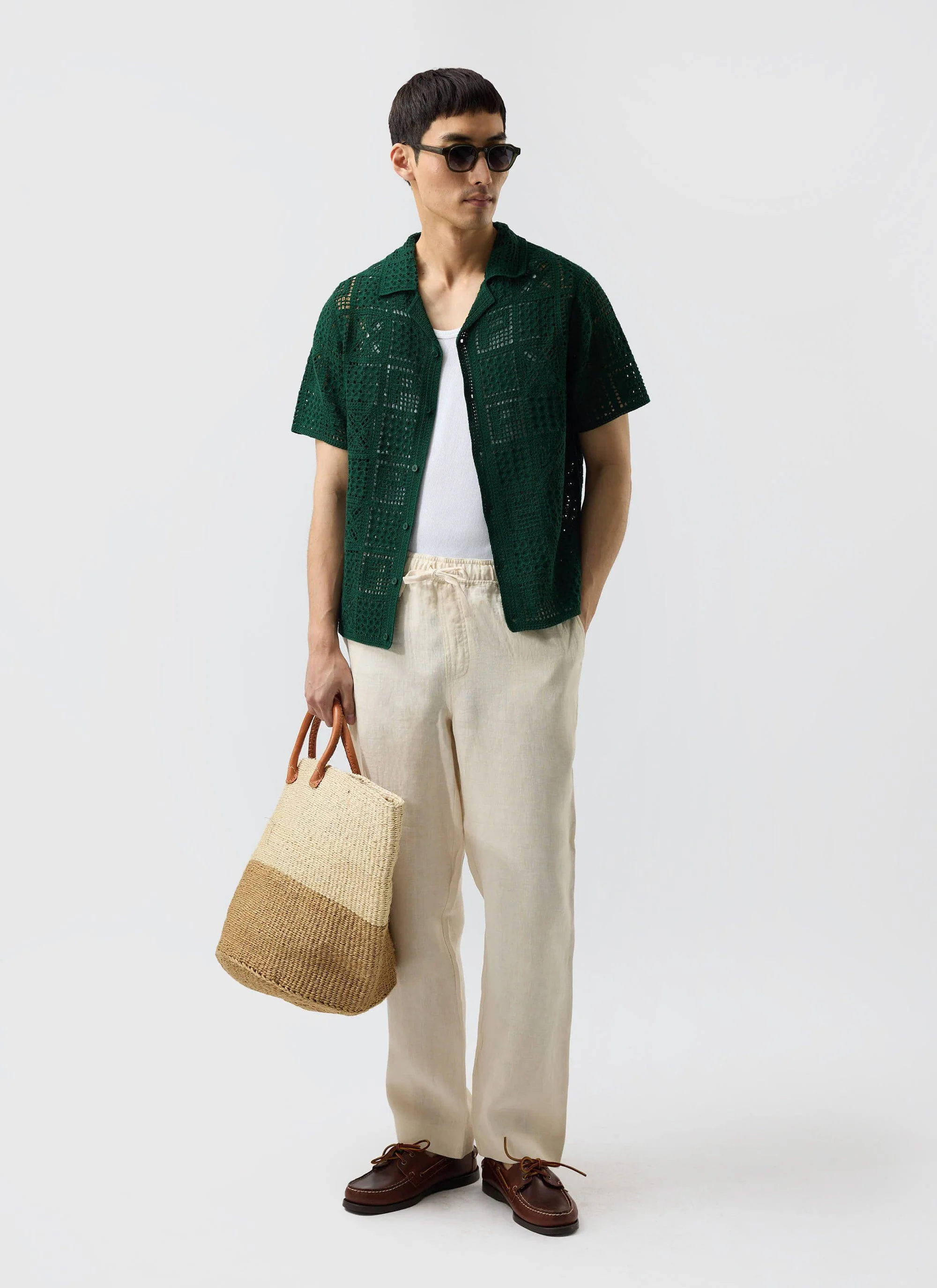 Crochet Groundsman Shirt | Cotton | Forest - Image 2