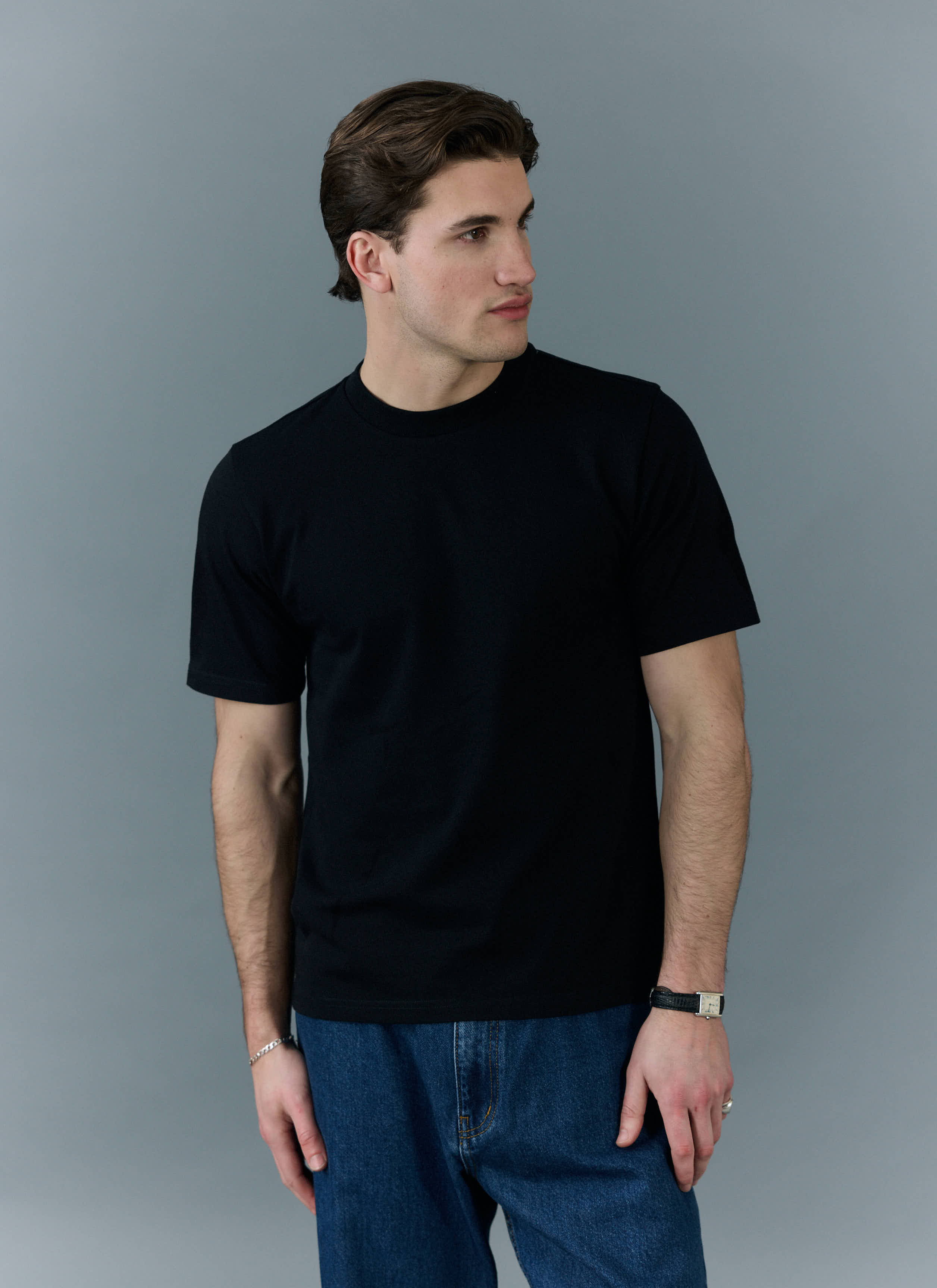 Cropped Regular Fit T Shirt | Organic Cotton | Black