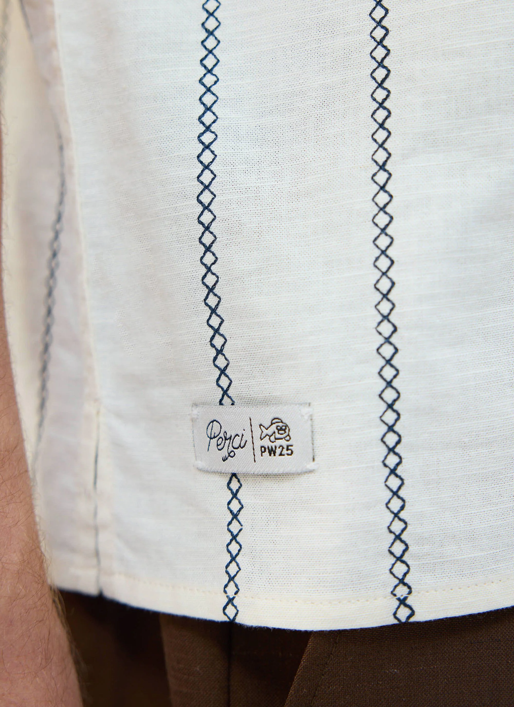 Cross Stitch Boxy Clerk Shirt | Cream - Image 6