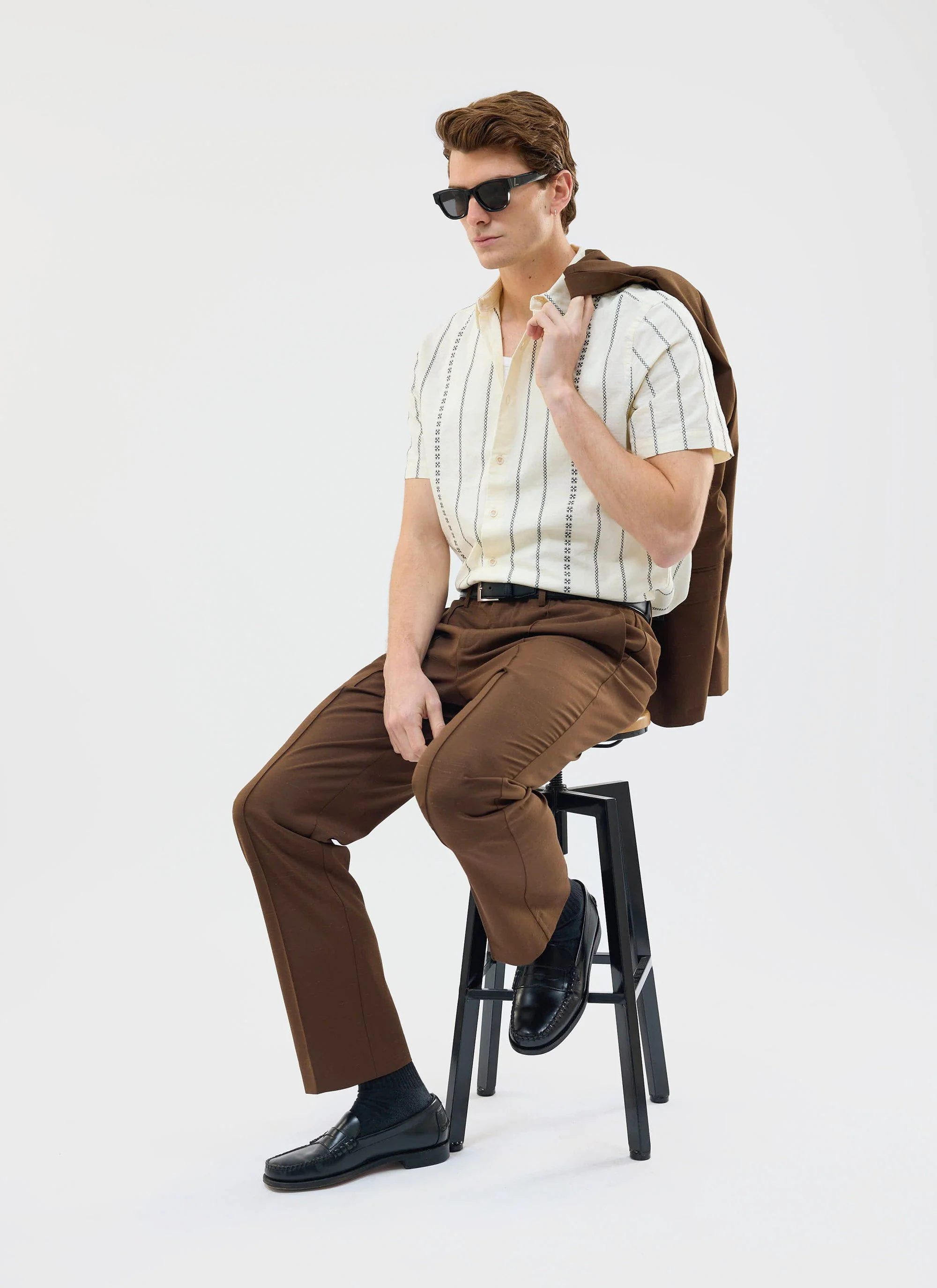 Cross Stitch Boxy Clerk Shirt | Cream - Image 9