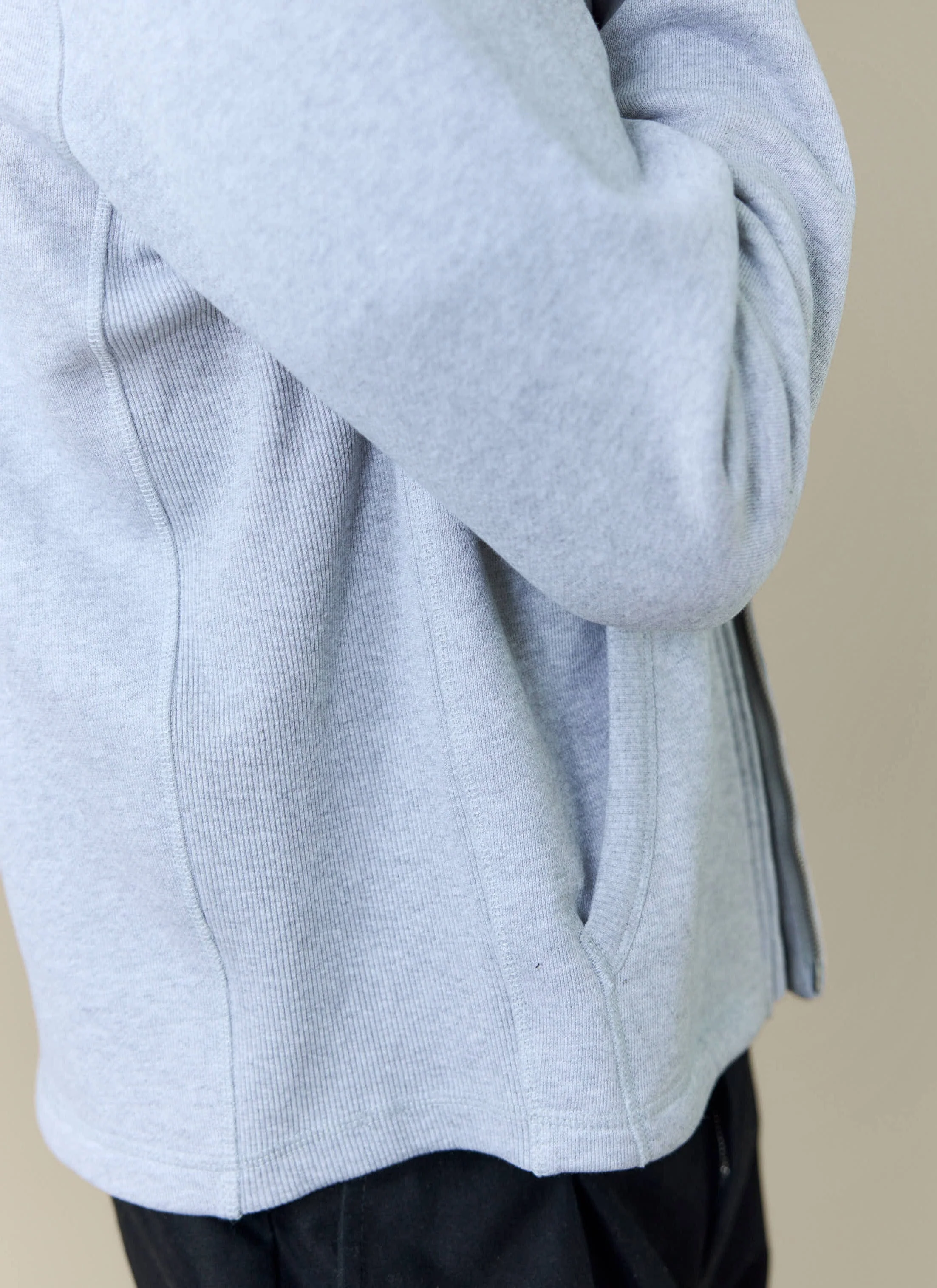 Curtis Boxy Zip Funnel Neck Sweatshirt | Cotton | Athletic Grey - Image 8