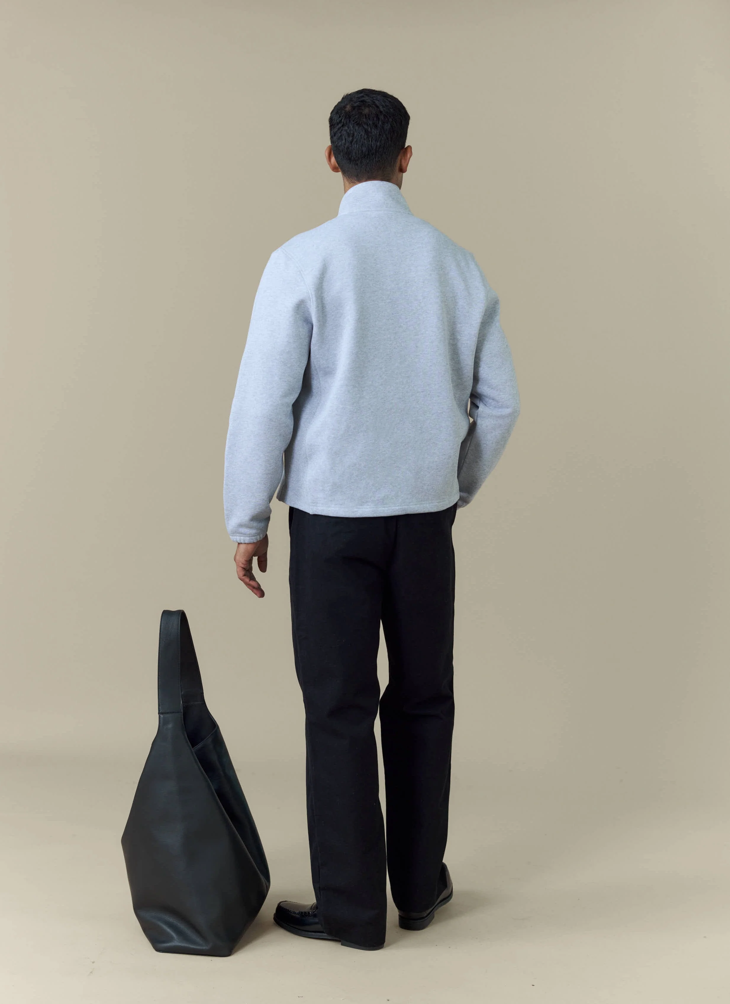 Curtis Boxy Zip Funnel Neck Sweatshirt | Cotton | Athletic Grey - Image 9