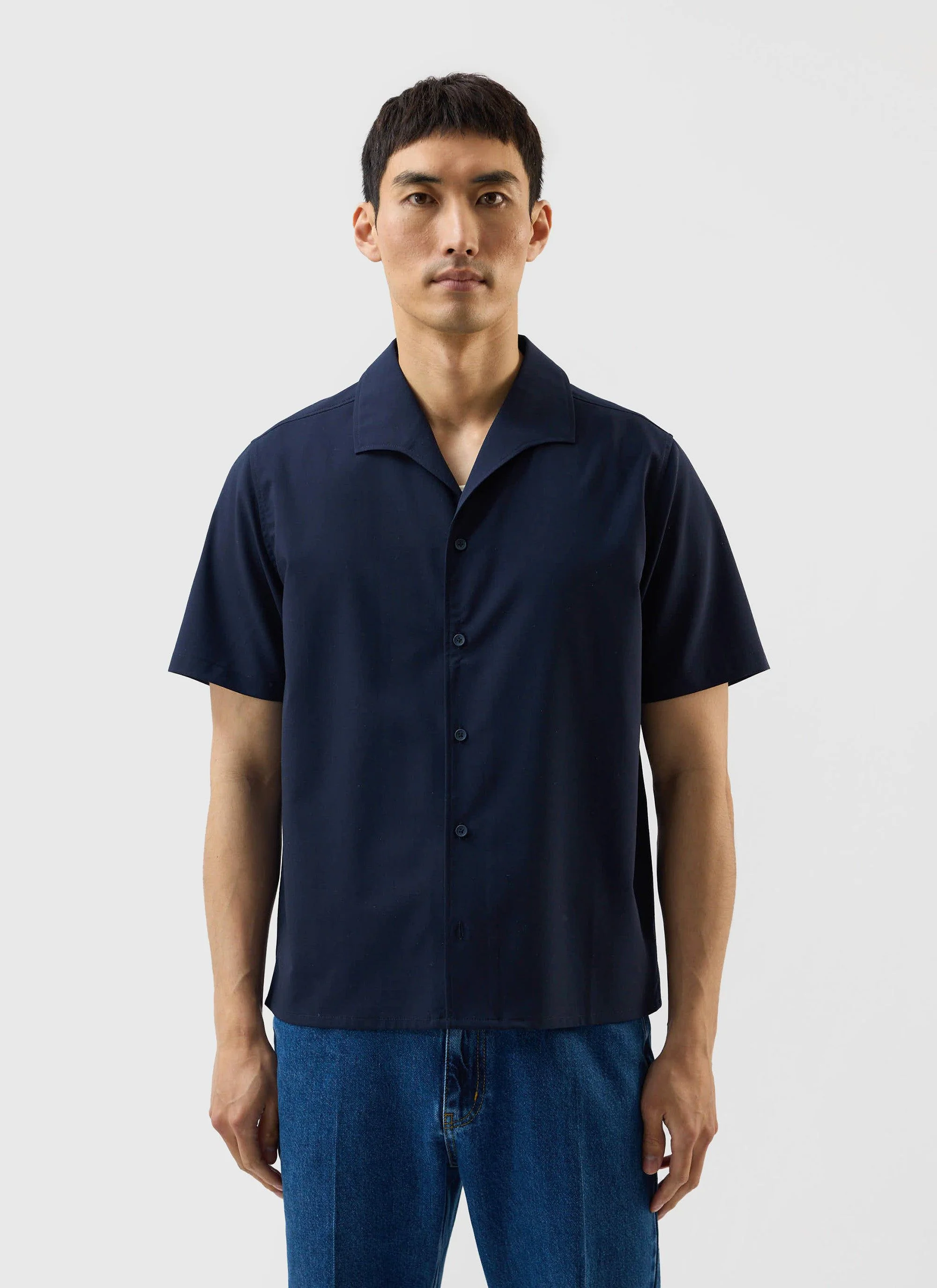 Relaxed Cuban Drape Shirt | Percival x Warren | Navy Blue