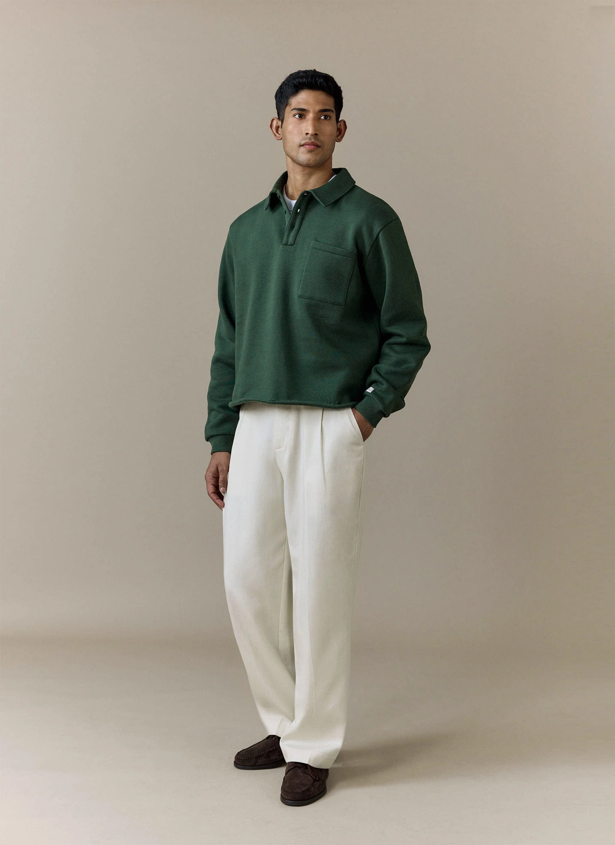 Dudley Boxy Sweatshirt | Cotton | Forest - Image 3