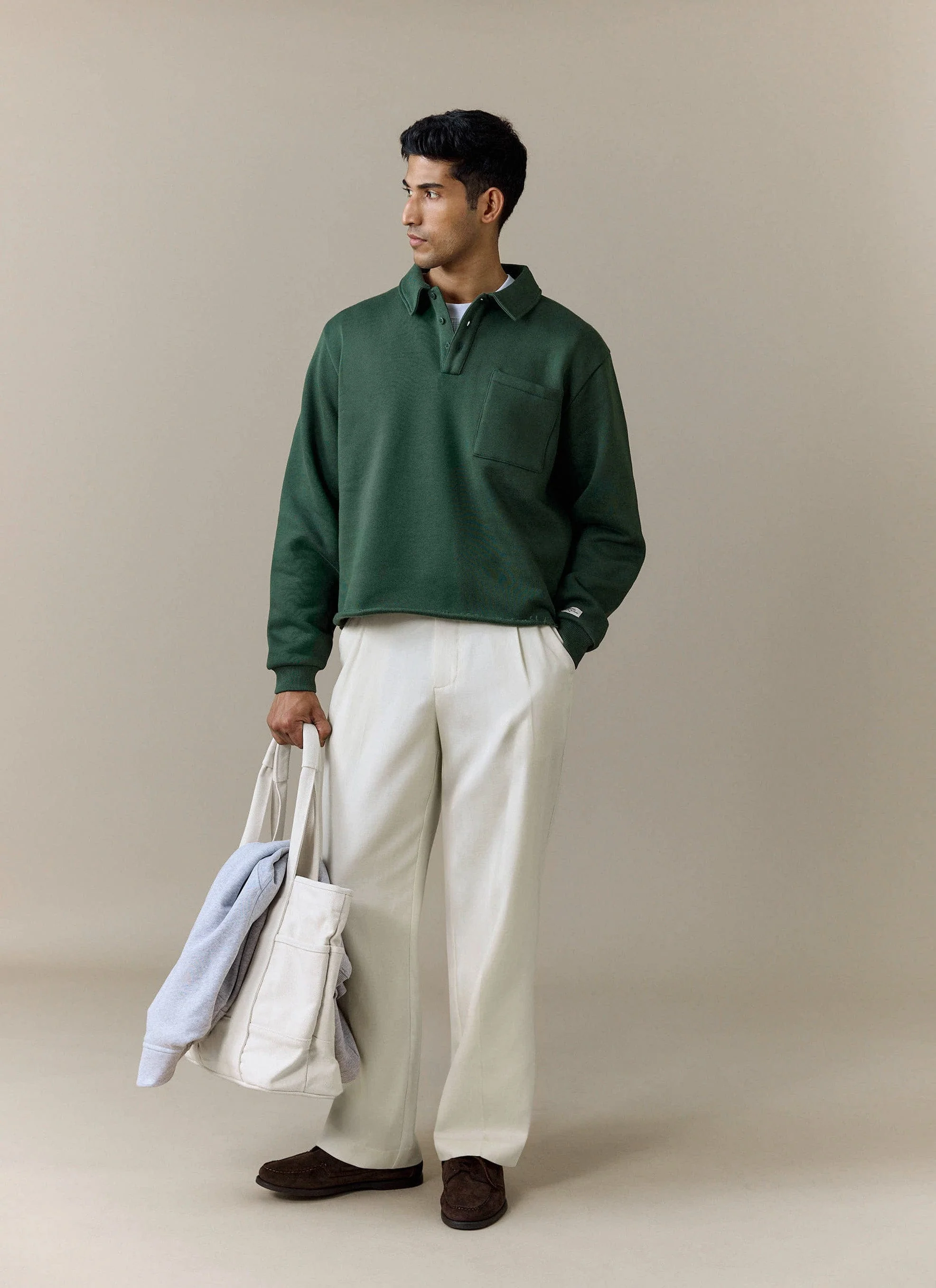 Dudley Boxy Sweatshirt | Cotton | Forest - Image 5