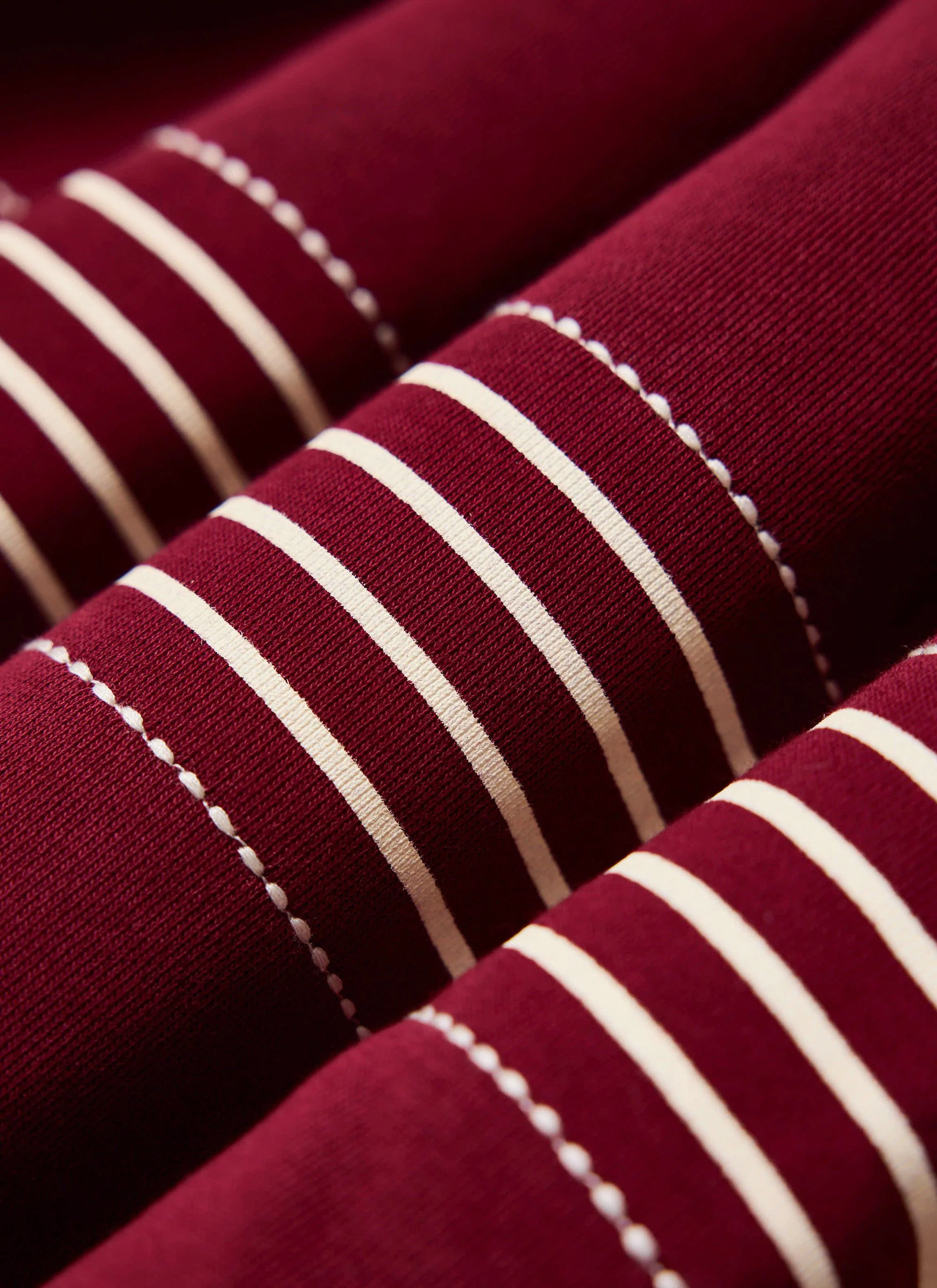 Editor Striped Rugby Polo Shirt | Cotton | Burgundy - Image 3