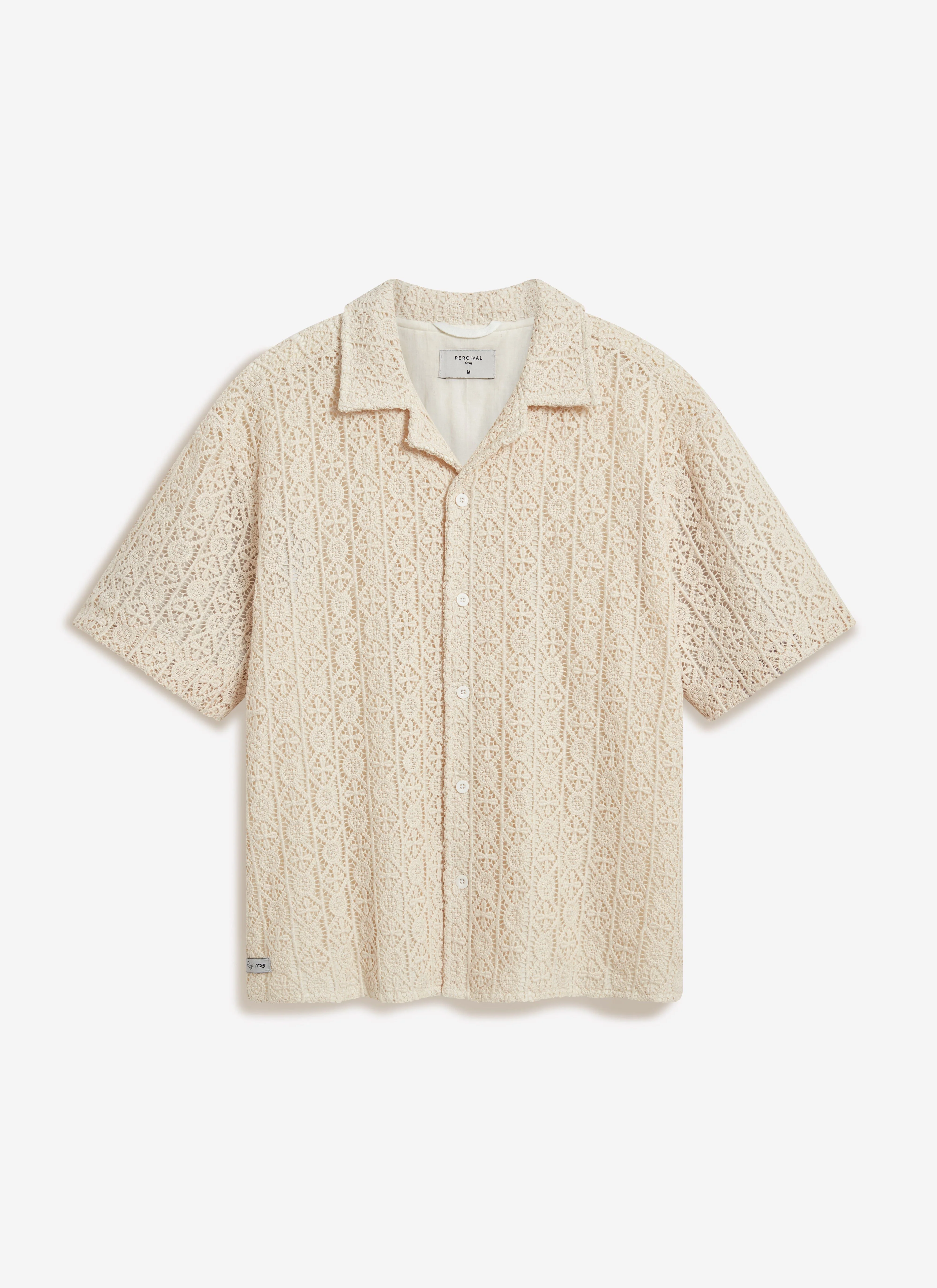 Elio Crochet Cuban Shirt | Cream