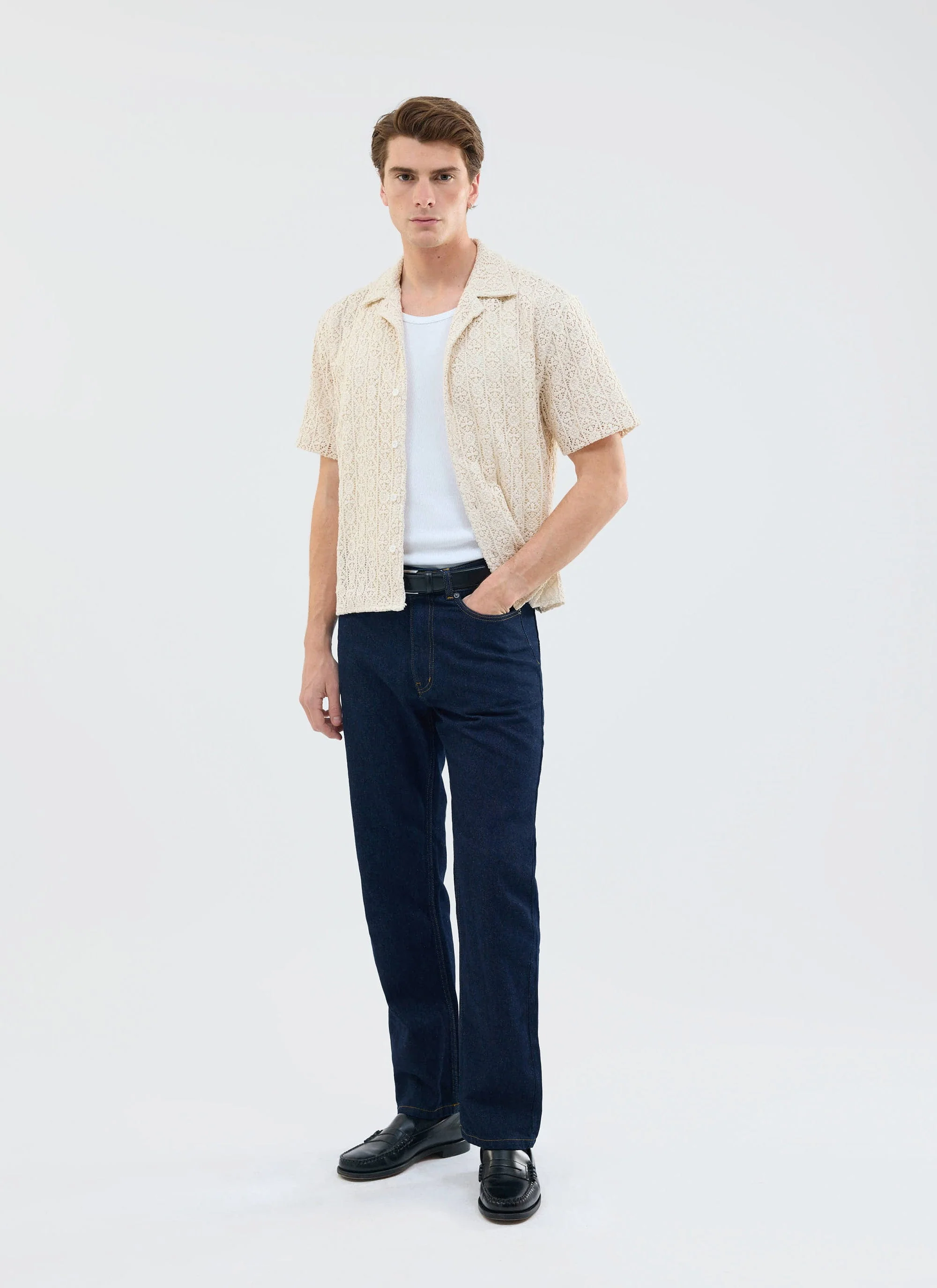 Elio Crochet Cuban Shirt | Cream - Image 7