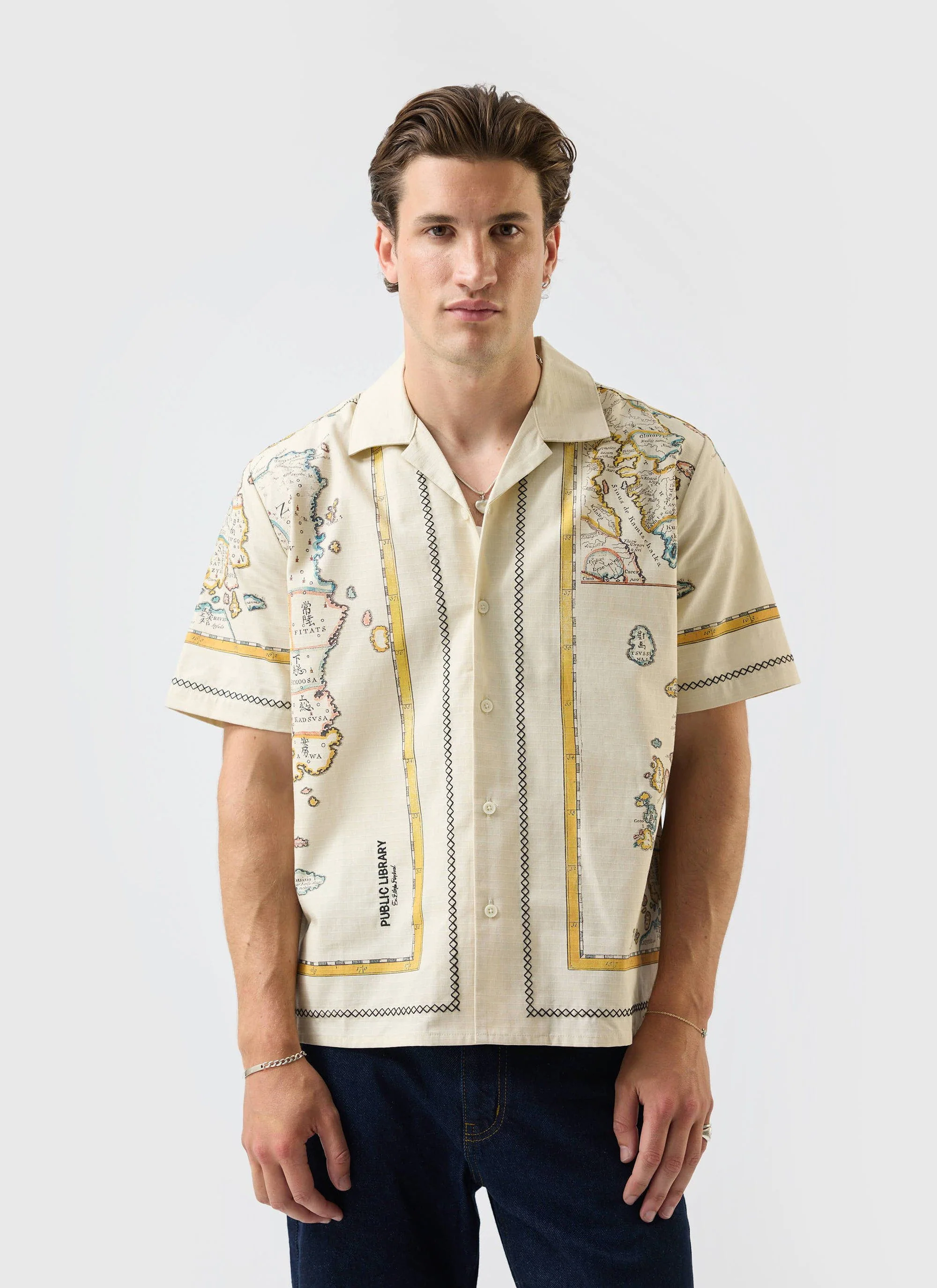 Ex Libris Cuban Shirt | Cotton Ripstop | Cream - Image 3