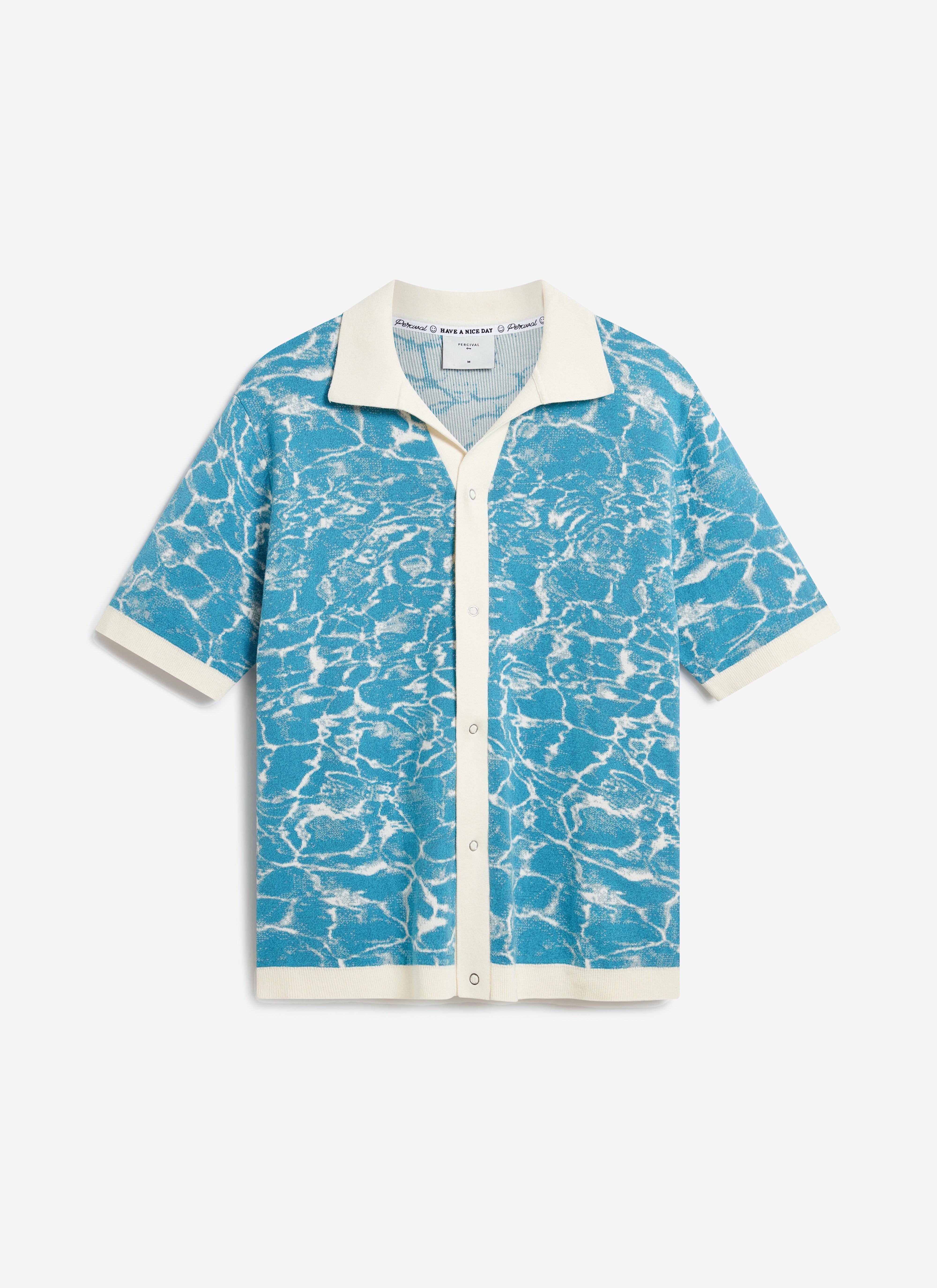 Farraris Negroni Knitted Shirt | Cotton | Blue with White