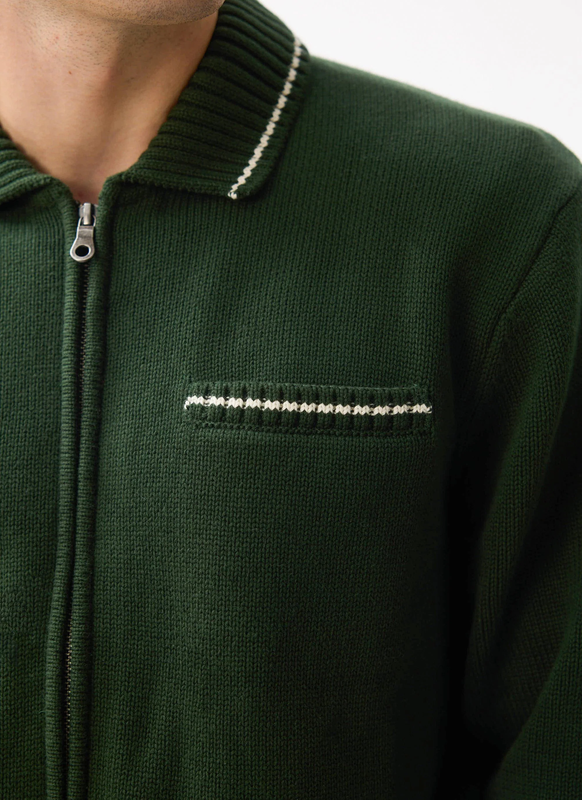 Gardner Dense Knitted Zip Cardigan | Cotton | Forest - Image 6
