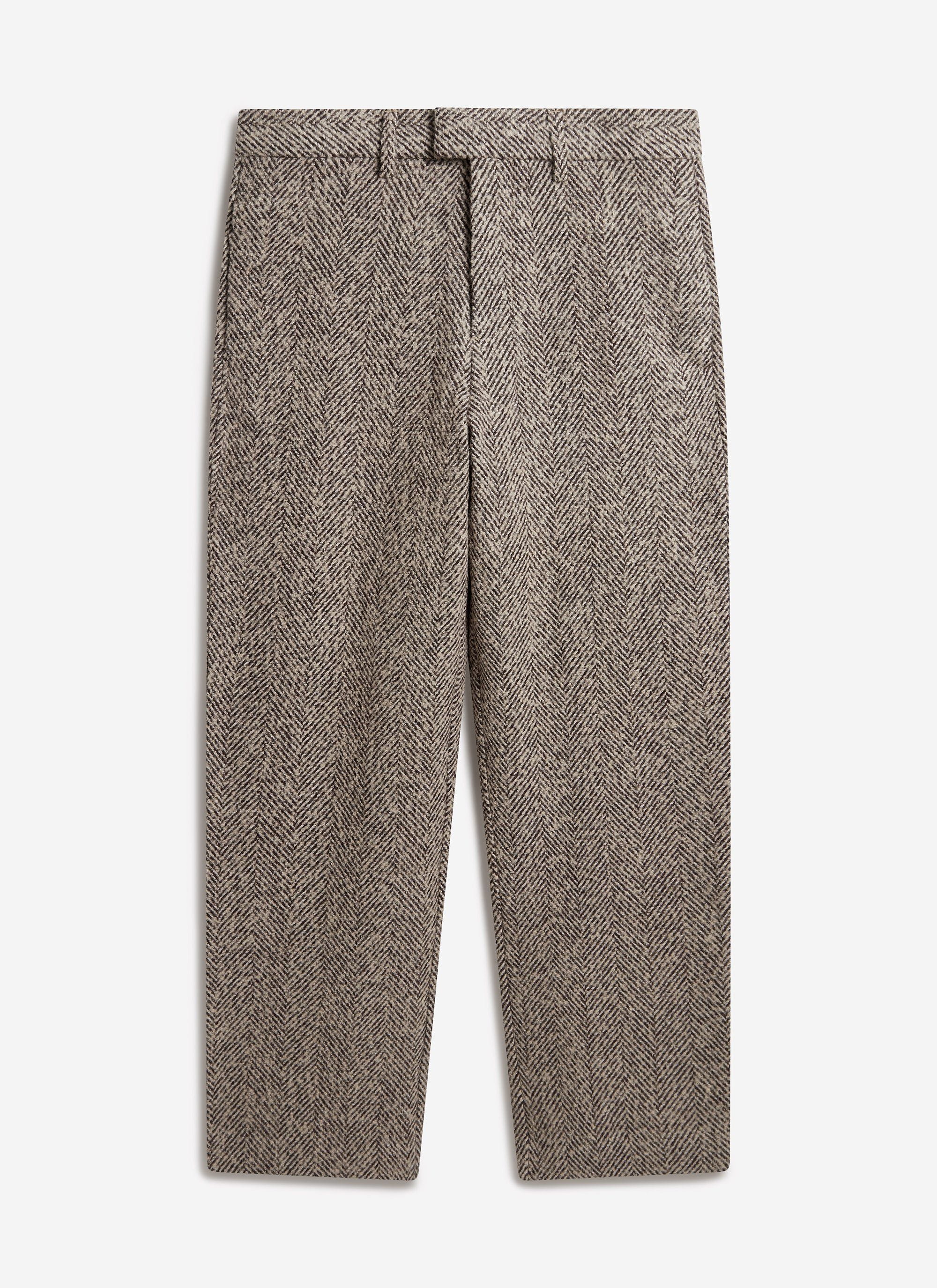 Herringbone Trousers | Wool | Cream