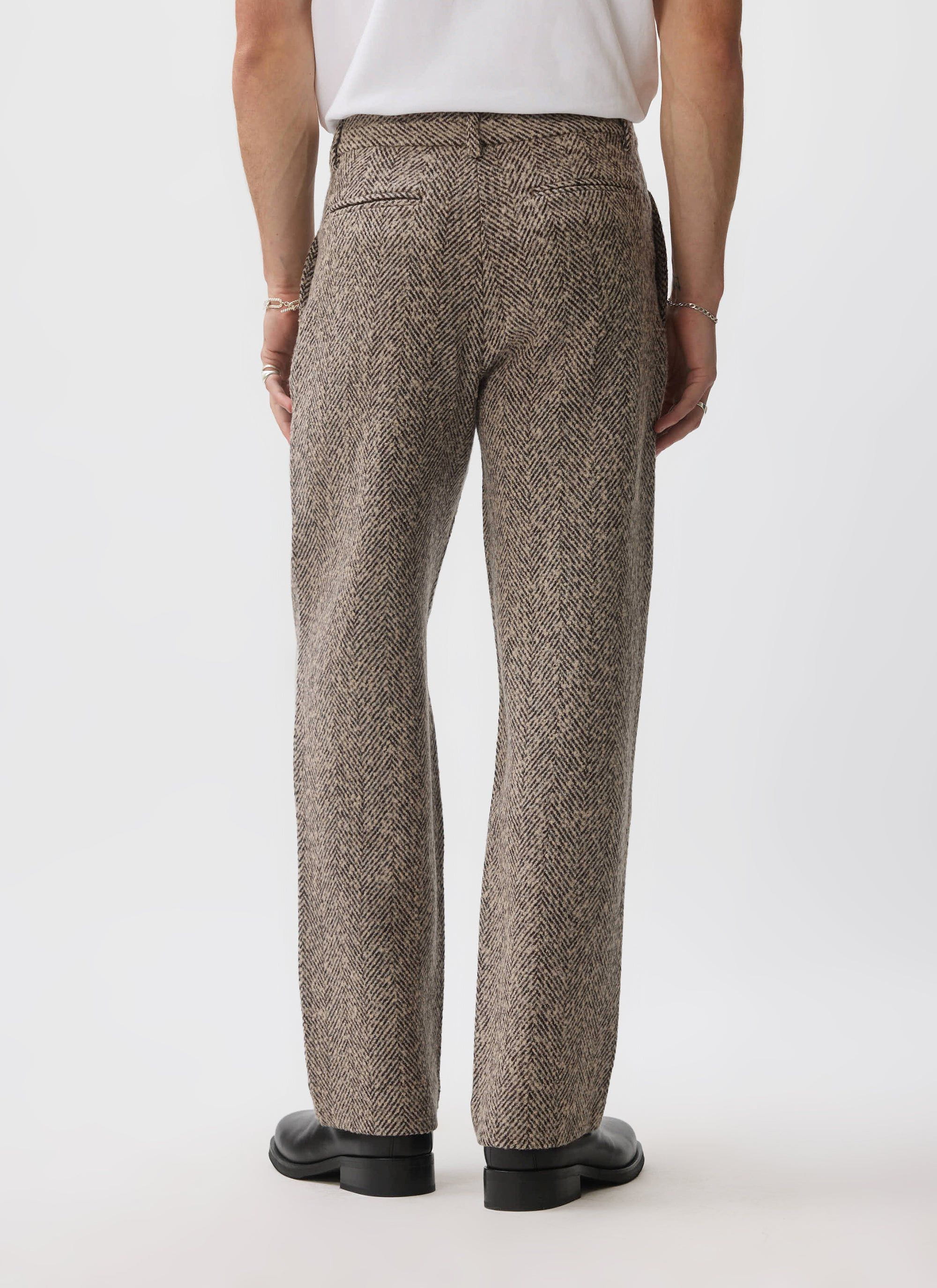 Herringbone Trousers | Wool | Cream - Image 4