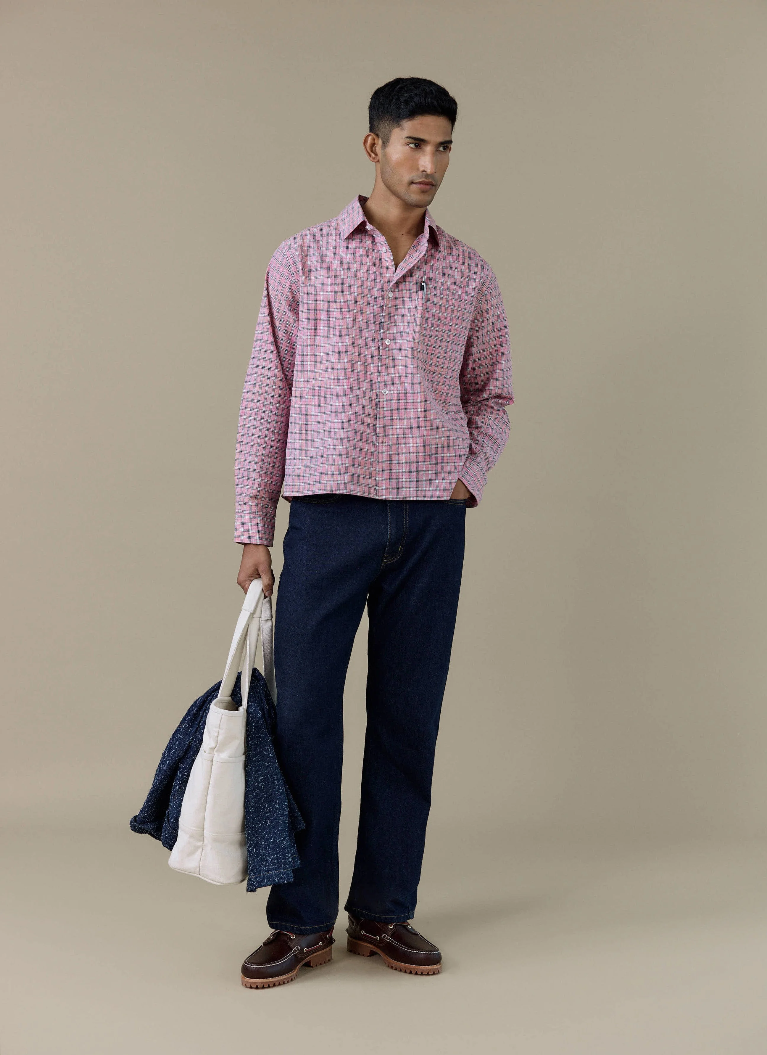 Hinsley Checked Boxy Shirt | Cotton | Pink - Image 2