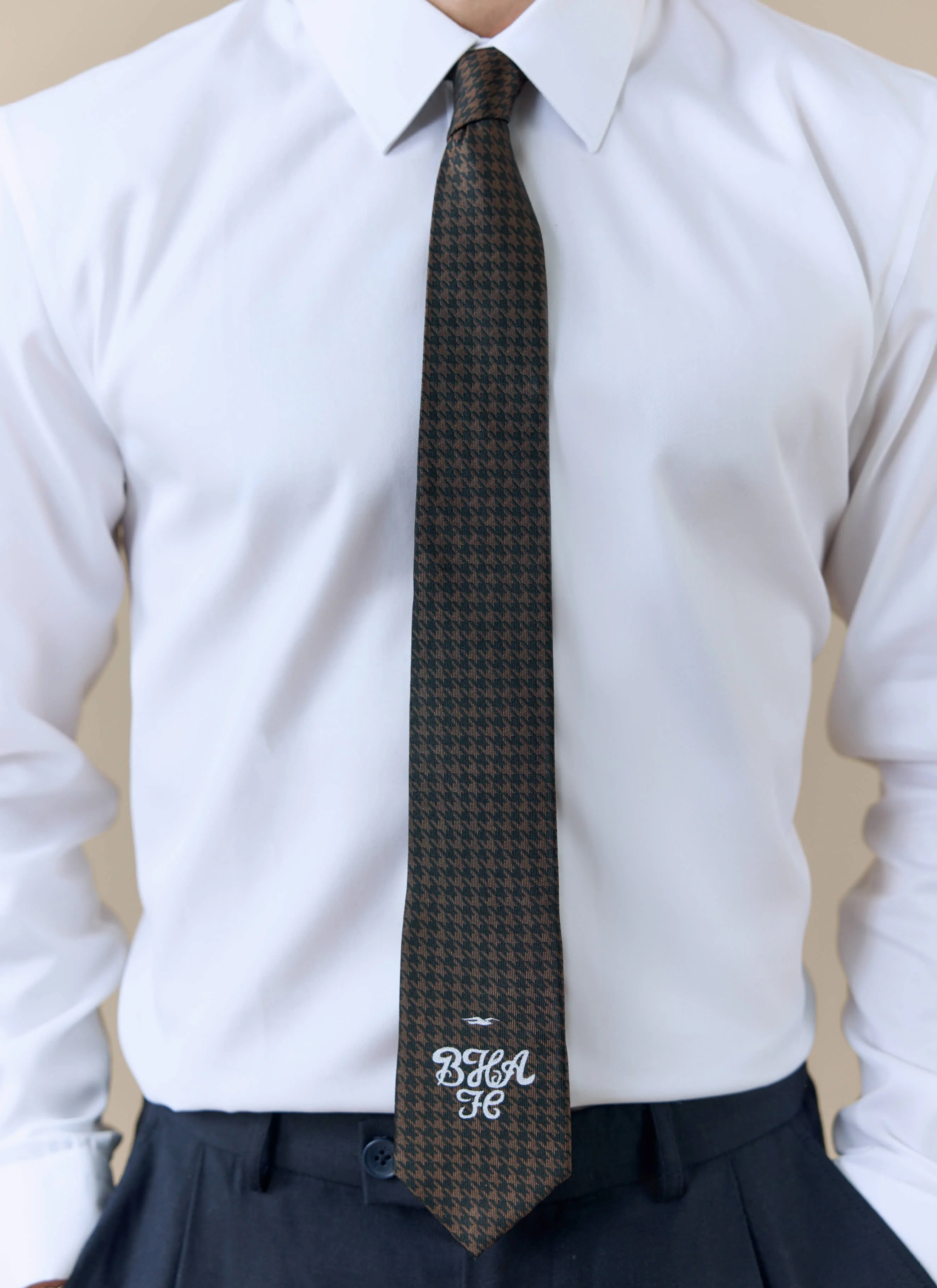 Houndstooth Jacquard Silk Tie | Brighton & Hove Albion F.C. x Percival | Brown