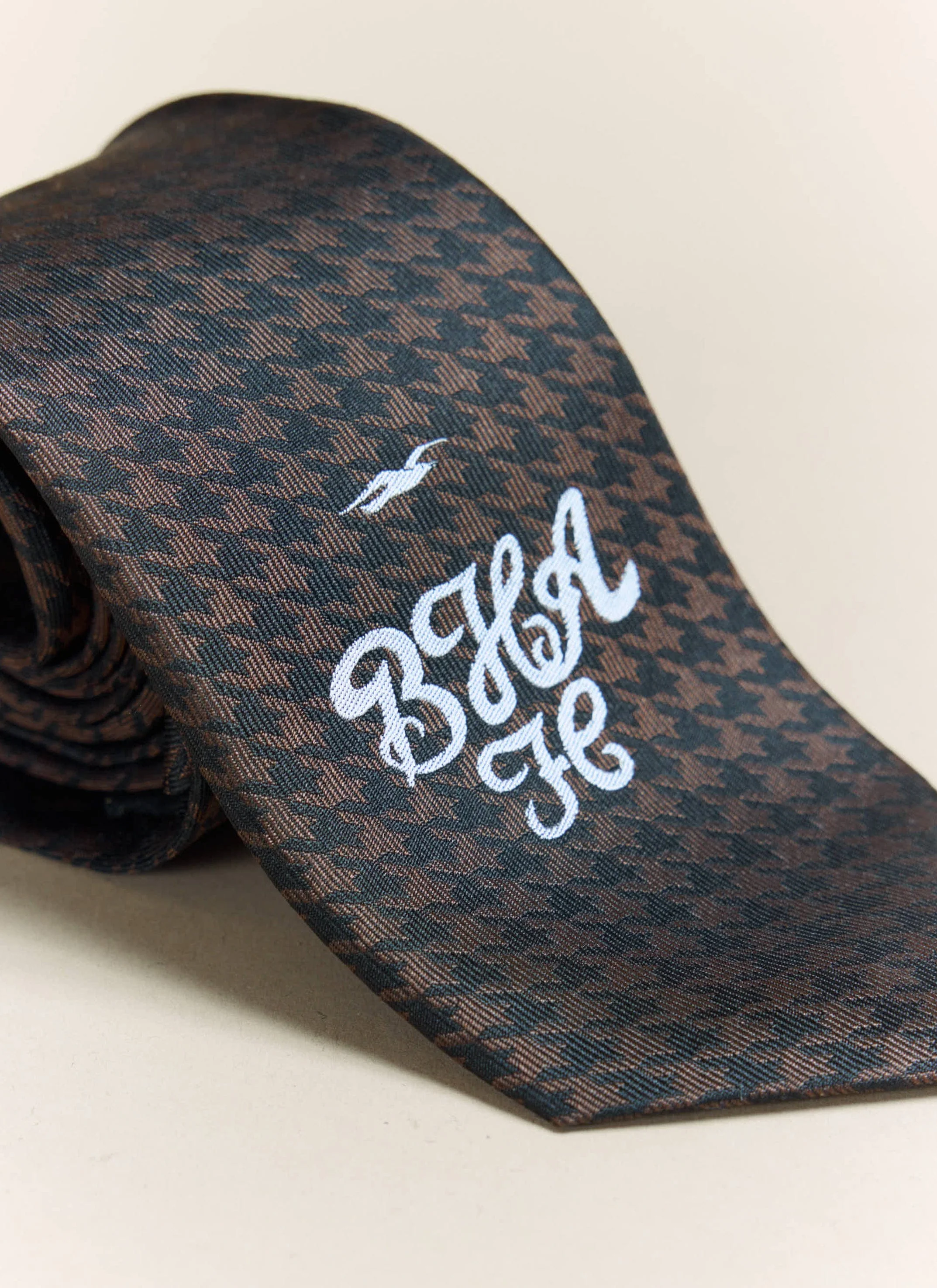 Houndstooth Jacquard Silk Tie | Brighton & Hove Albion F.C. x Percival | Brown - Image 2